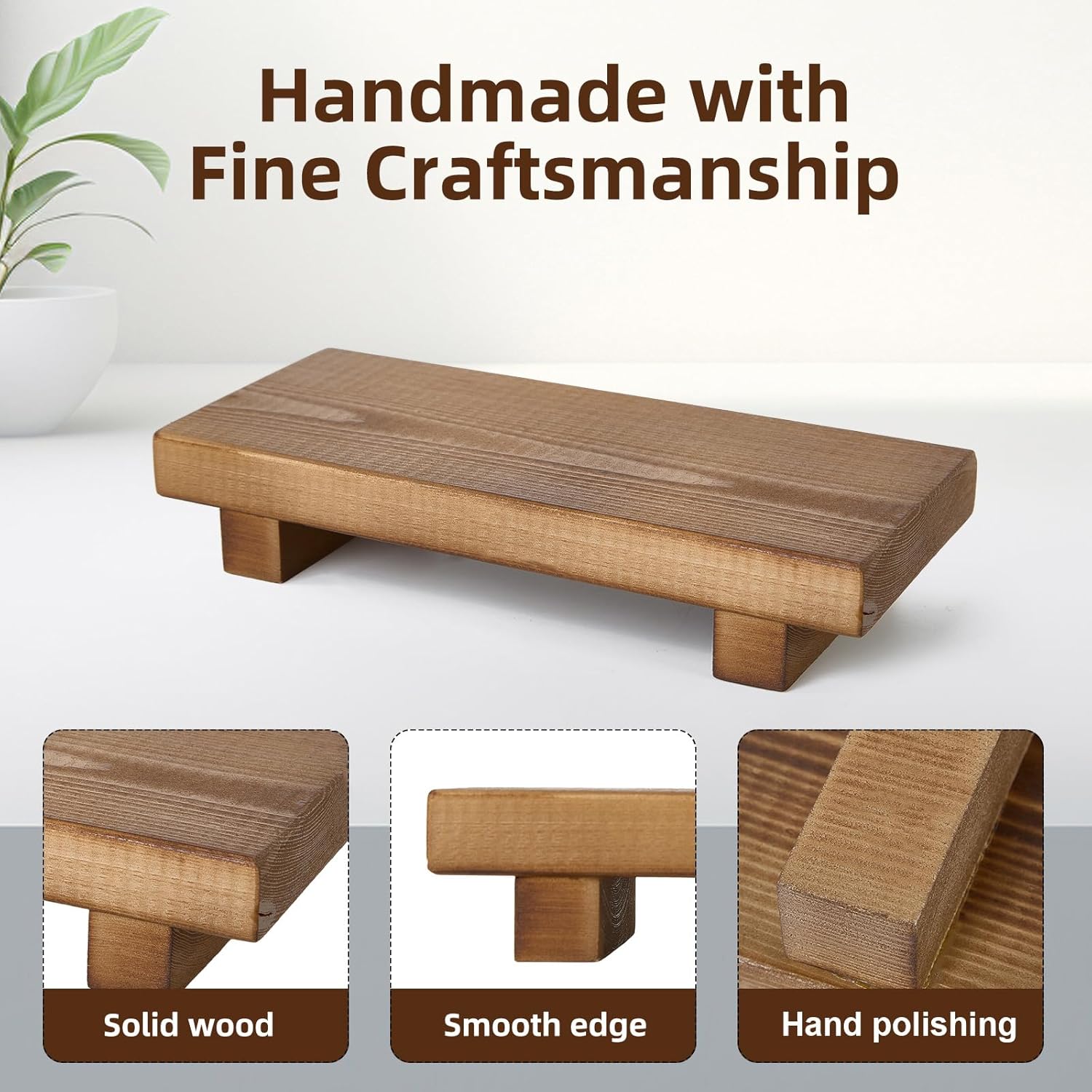 Wood Riser Soap Stand 866x354 Inch Footed Tray for Bathroom and Kitchen Use