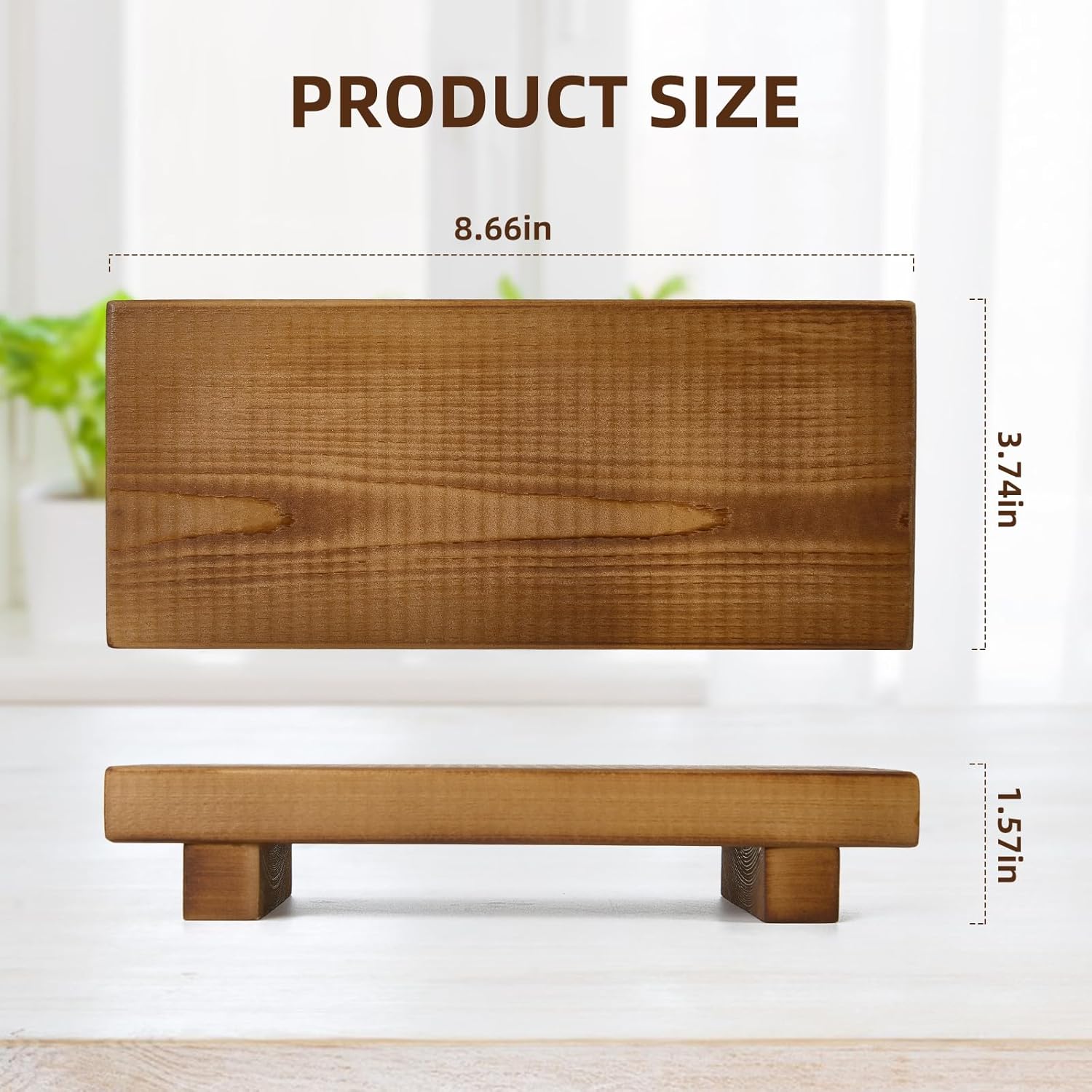 Wood Riser Soap Stand 866x354 Inch Footed Tray for Bathroom and Kitchen Use