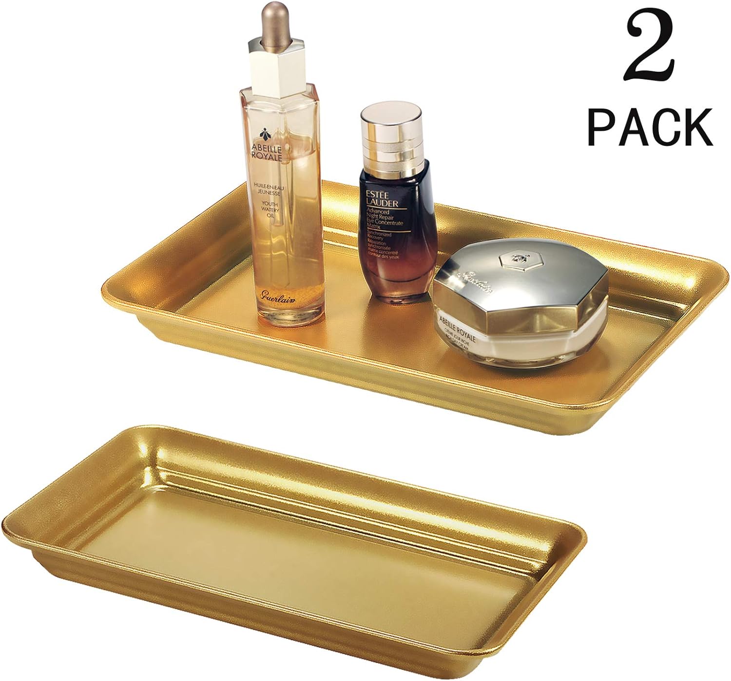 Vintage Farmhouse Decor Metal Vanity Tray Set of 2