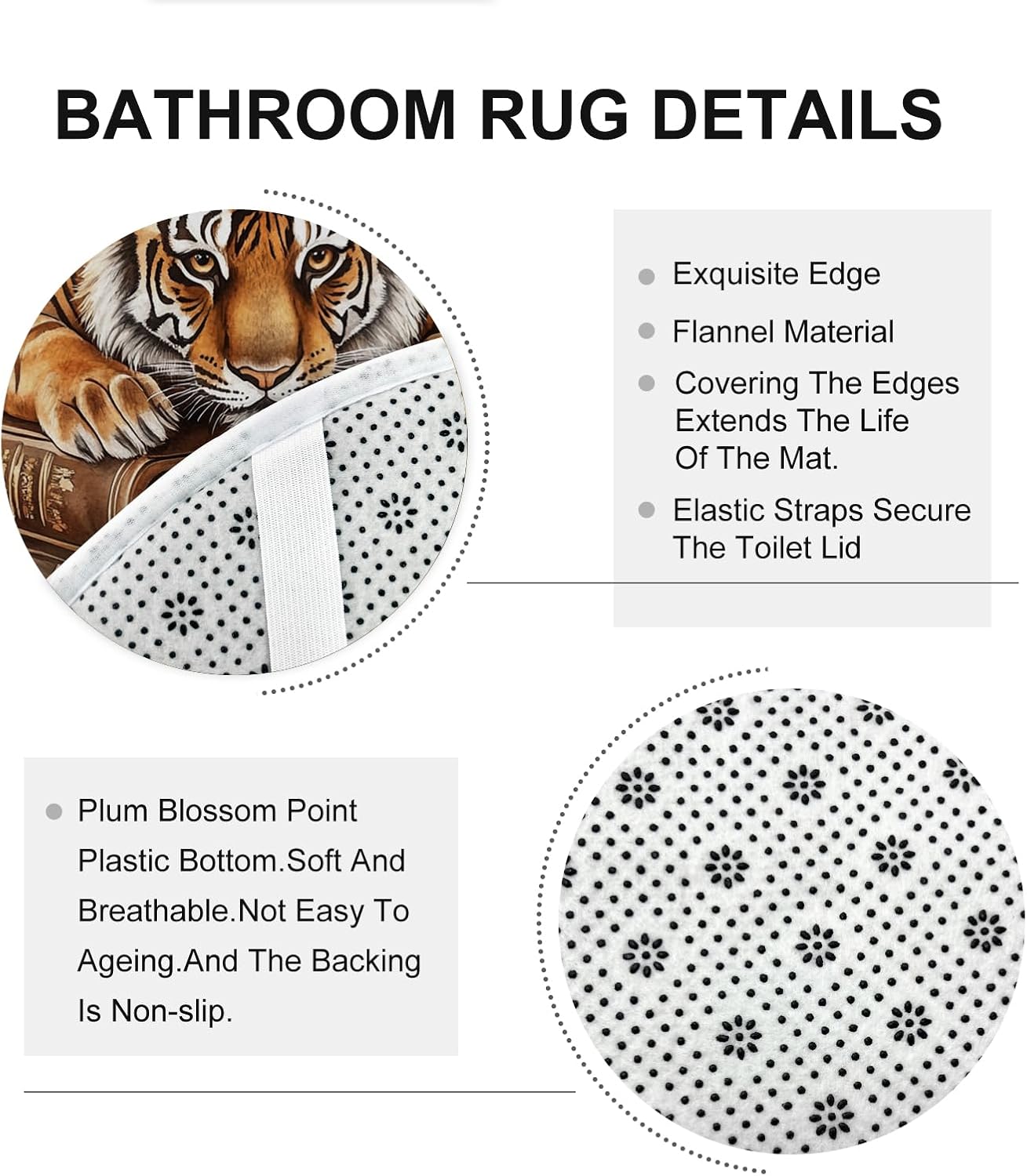 4PCS Fall Tigers Pumpkins Shower Curtain Set with Non-Slip Rug and Toilet Lid Cover Mat