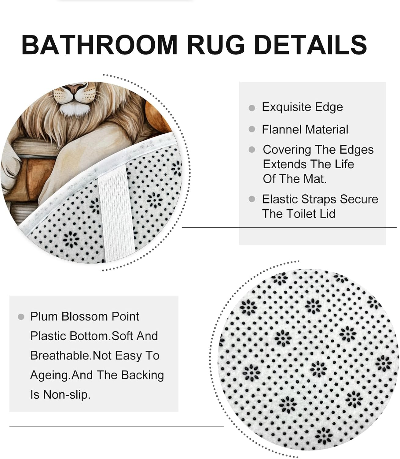 4PCS Fall Lion Pumpkins Shower Curtain Set with Non-Slip Rug and Toilet Mat