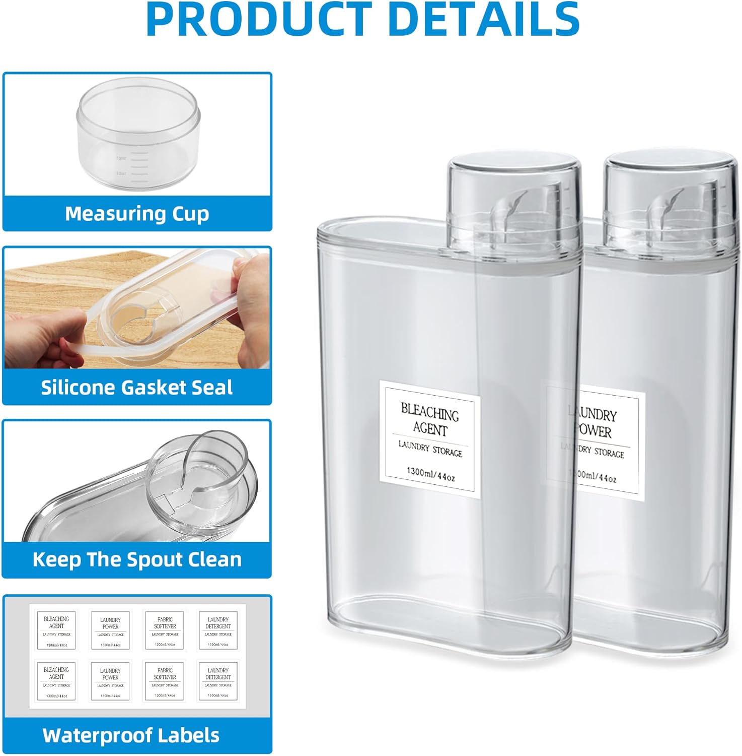 3 Pack Laundry Powder Container and Dryer Sheet Holder Organized Storage Drawer with Labels