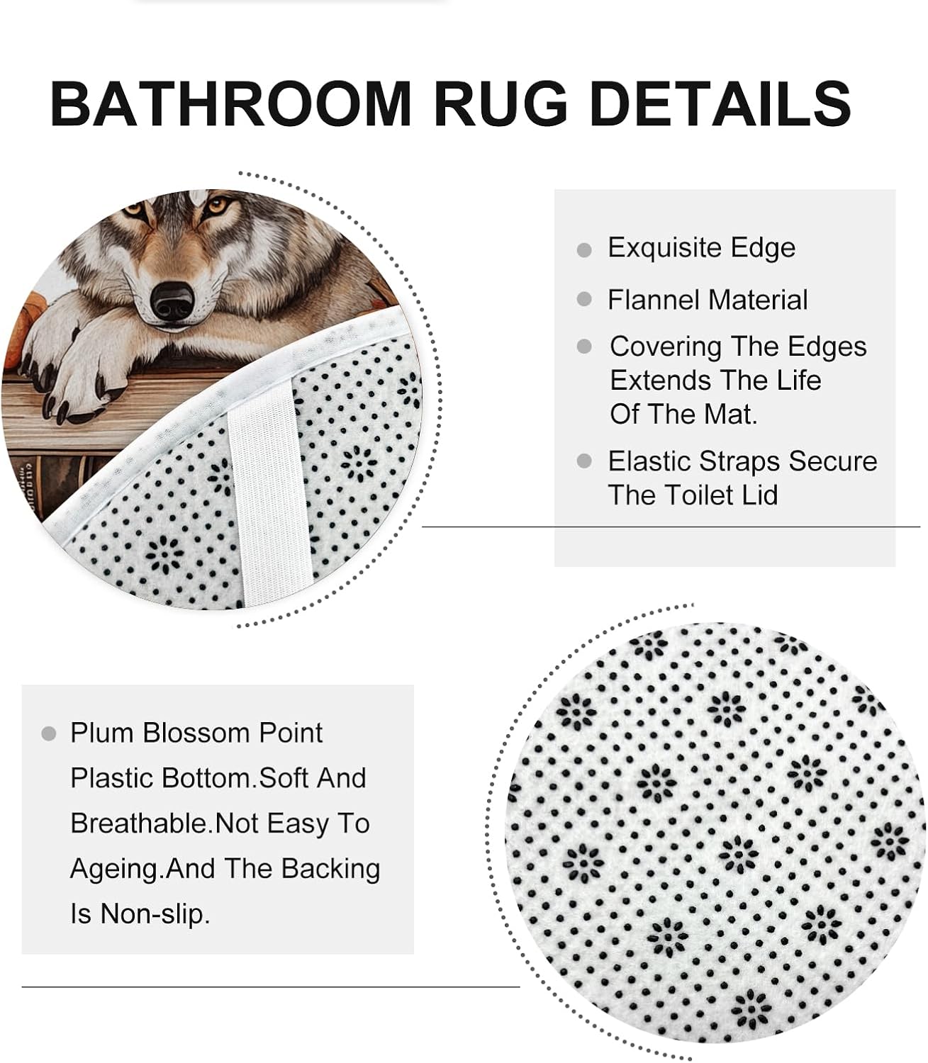 4PCS Fall Wolf Pumpkins Shower Curtain Set with Non-Slip Rug and Toilet Lid Cover Mat