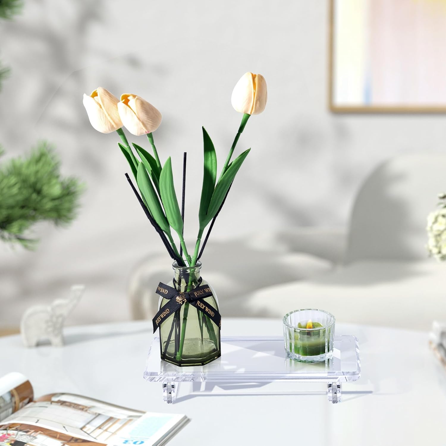 Acrylic Bathroom Counter Tray - Soap Dish and Vanity Decor Water-Resistant Small