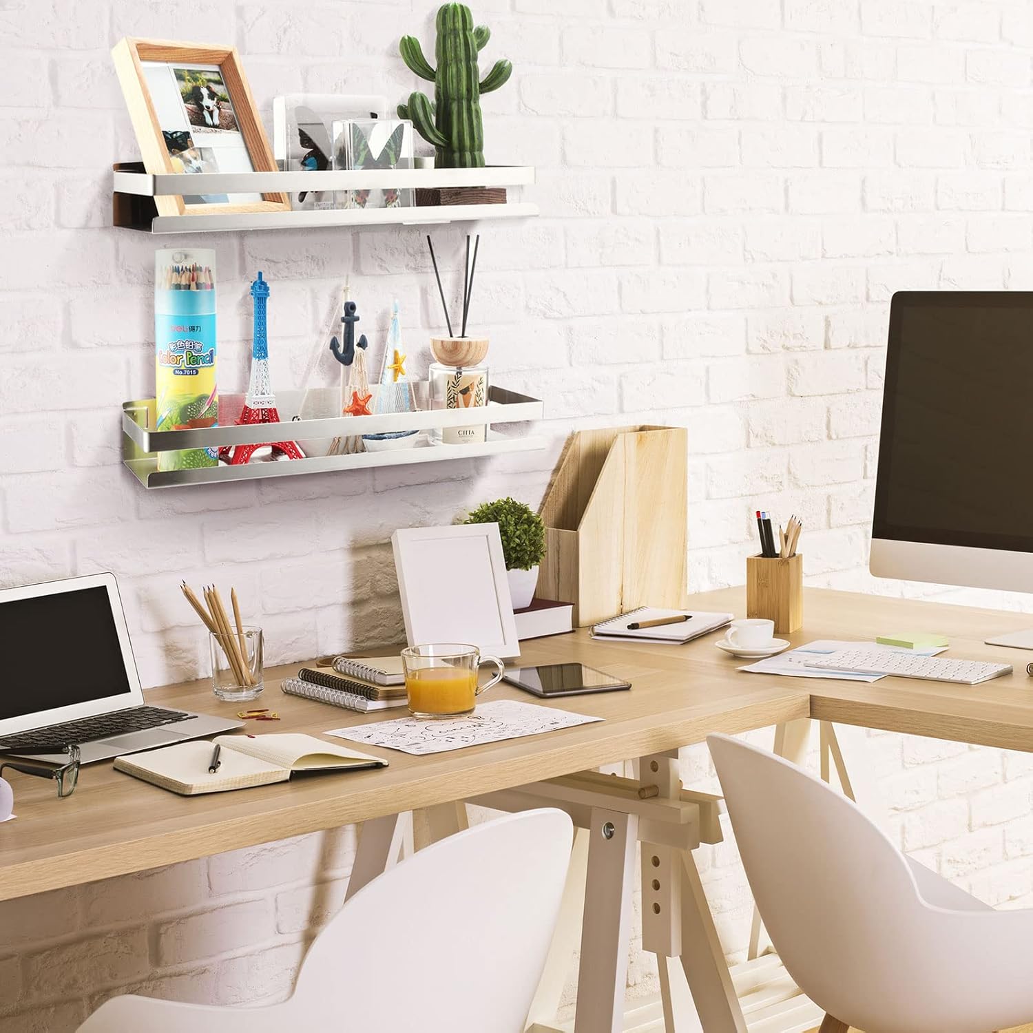 Lallisa 2 Piece Stainless Steel Floating Shelf for Bathroom Kitchen and Living Room