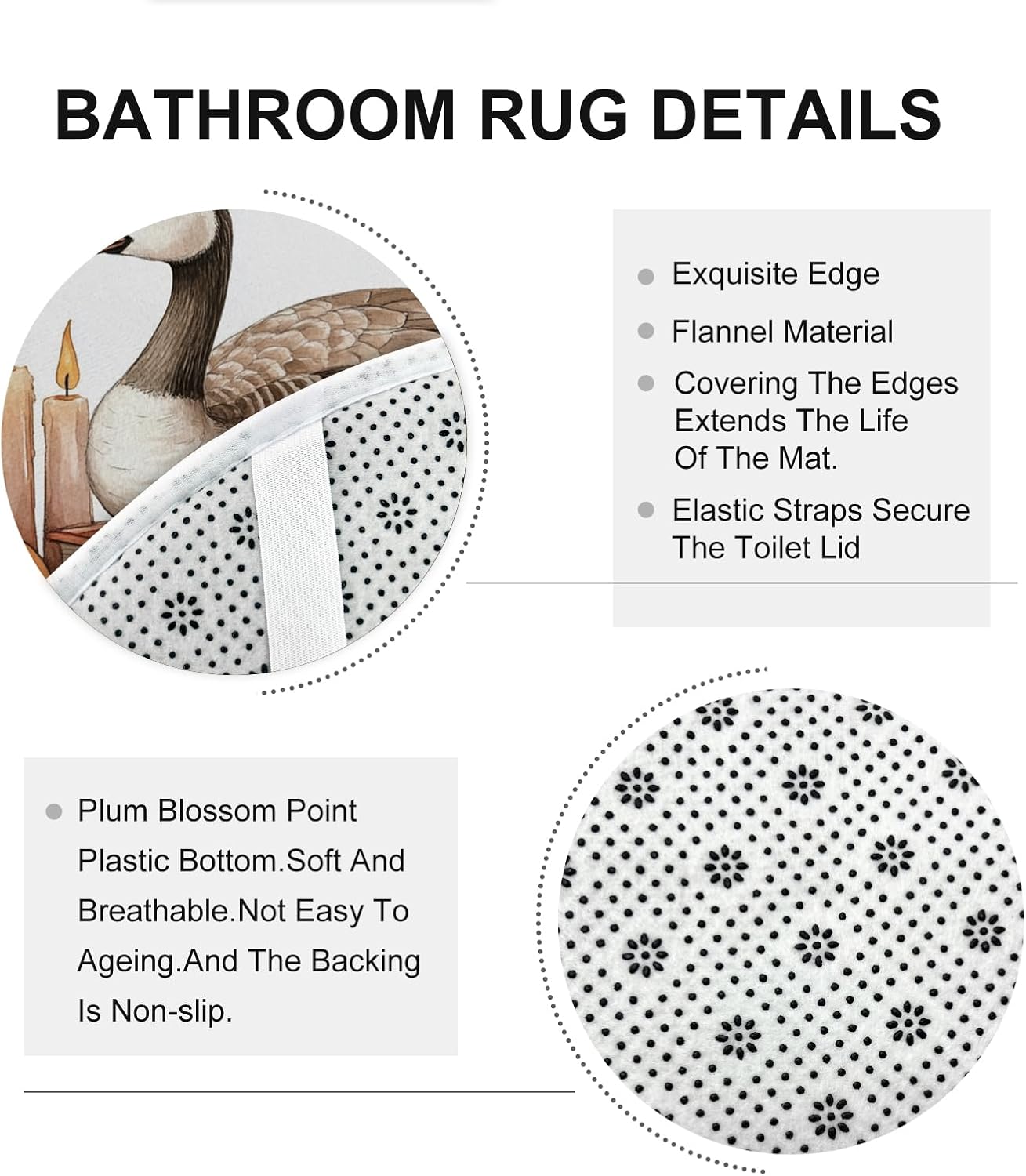 DESIHOM 4PCS Fall Goose Shower Curtain Set with Non-Slip Rug and Toilet Lid Cover Mat