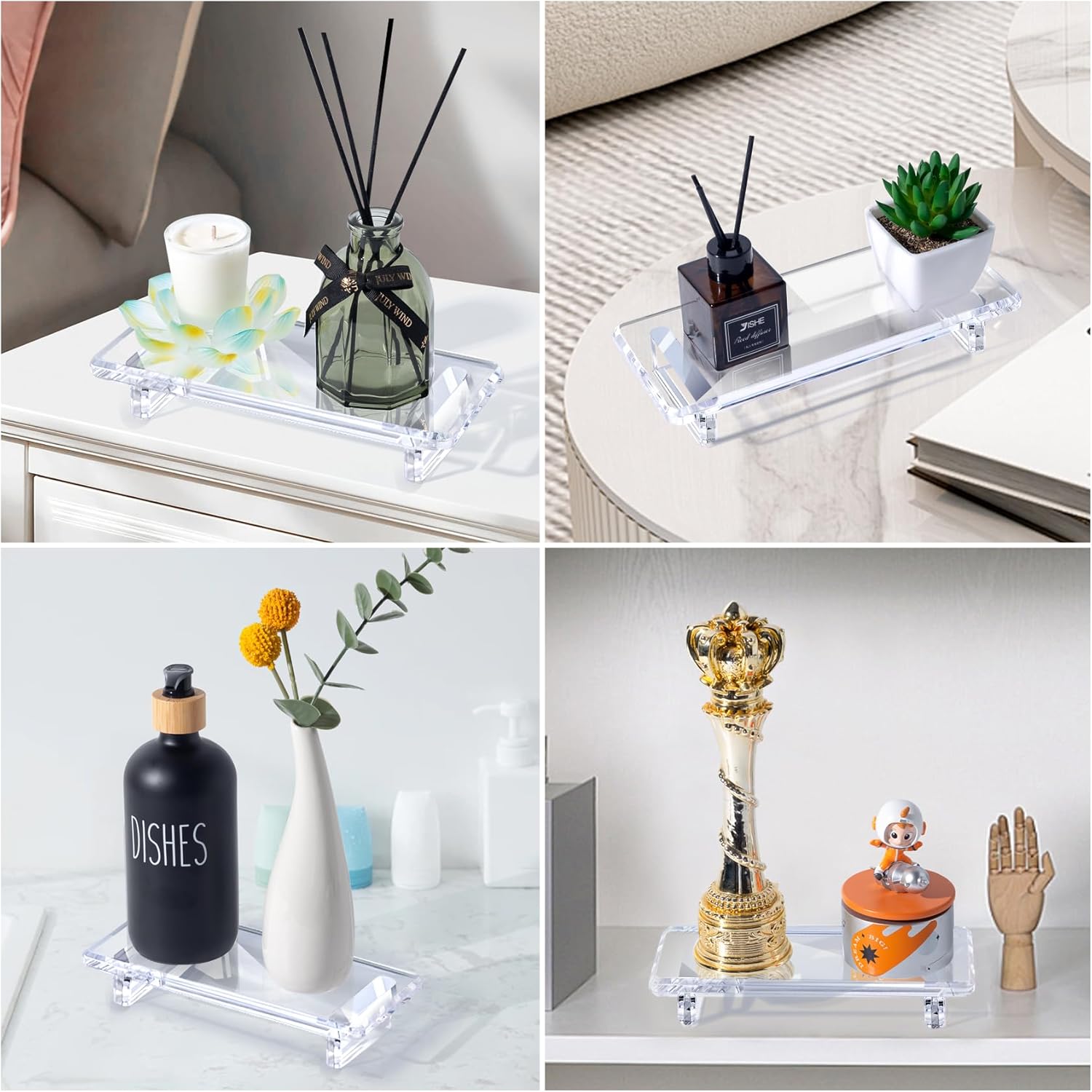 Acrylic Bathroom Counter Tray - Soap Dish and Vanity Decor Water-Resistant Small