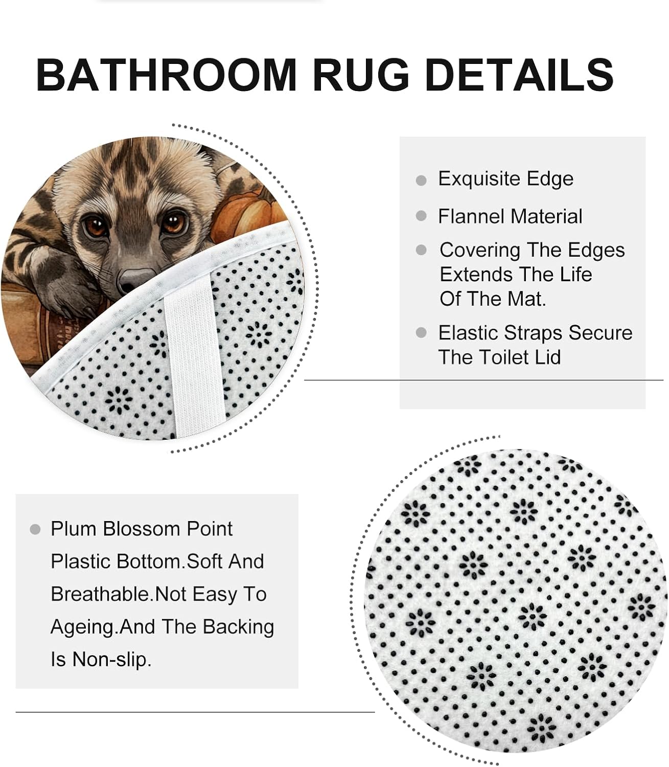 4PCS Fall Striped Hyena Pumpkins Shower Curtain Set with Non-Slip Rug and Toilet Lid Cover Mat