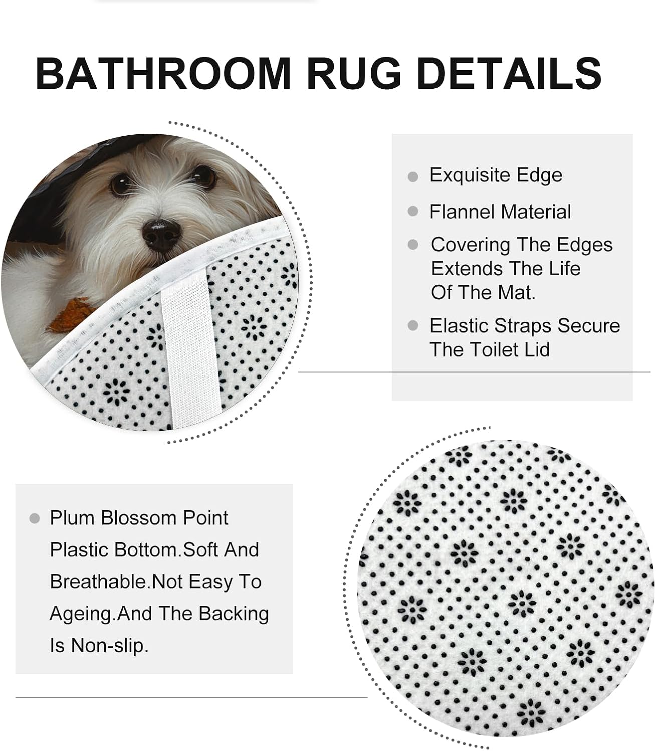 4PCS Halloween Witch Dog Bathroom Set with Non-Slip Rug and U Shape Toilet Lid Cover Mat