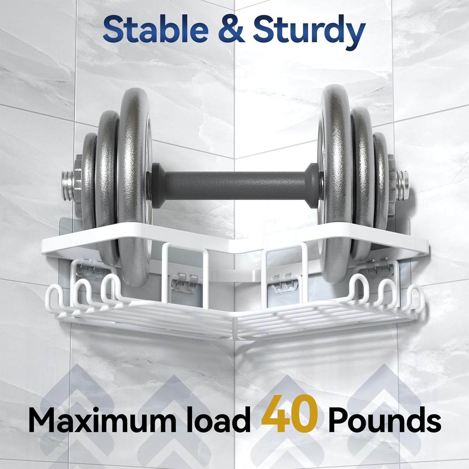 Yasonic Corner Shower Caddy with 12 Hooks and Soap Holder Rustproof Stainless Steel 3-Pack