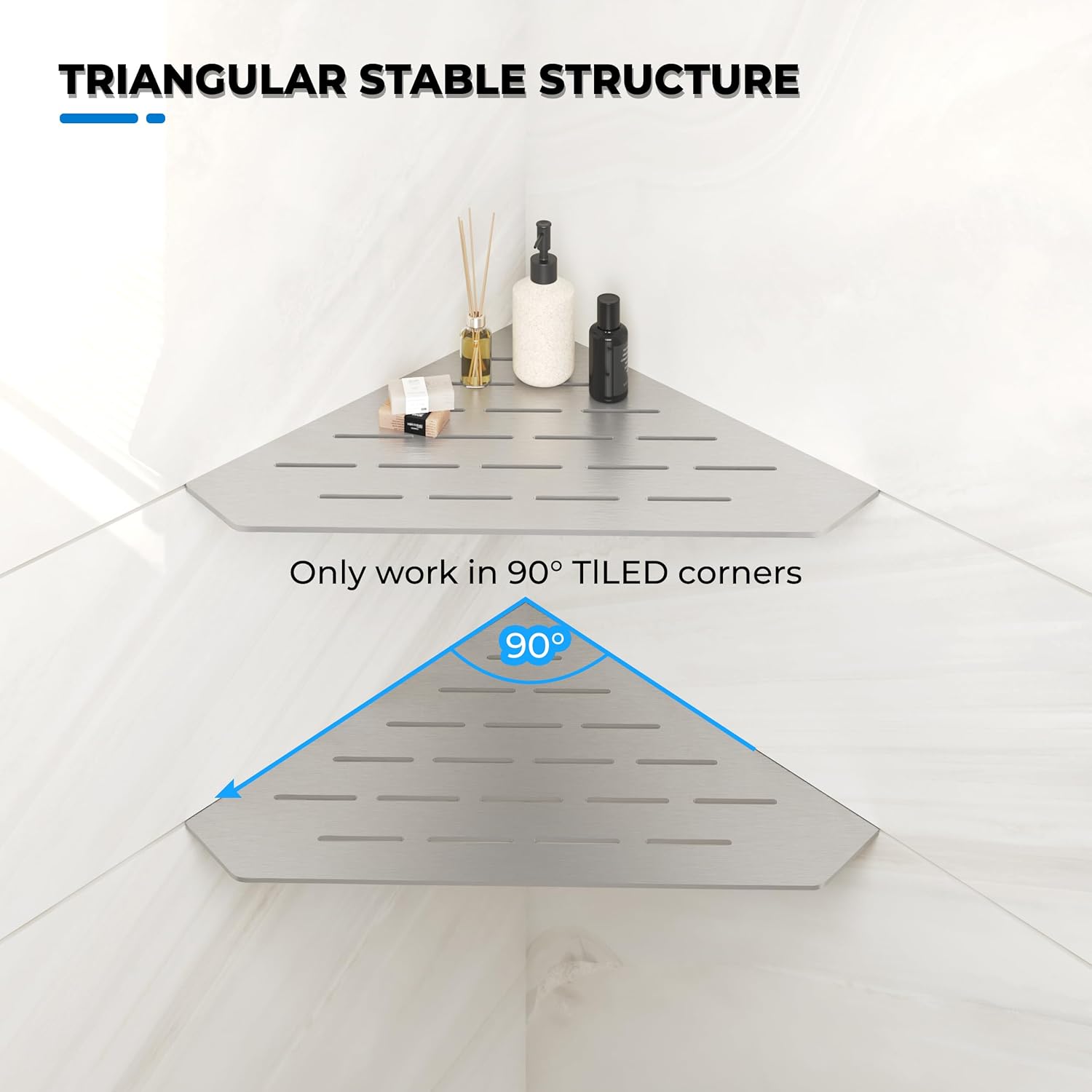 FerdY 2-Pack 10 Inch Brushed Nickel Recessed Corner Shower Shelf