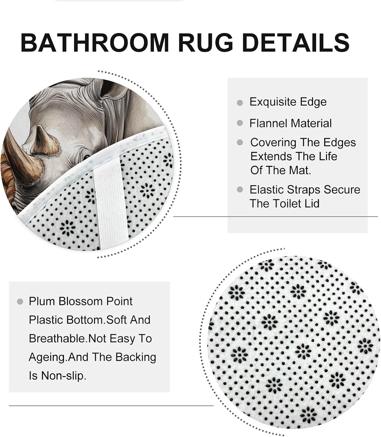 DESIHOM 4PCS Fall Rhinos Pumpkins Shower Curtain Set with Non-Slip Rug and Toilet Lid Cover Mat