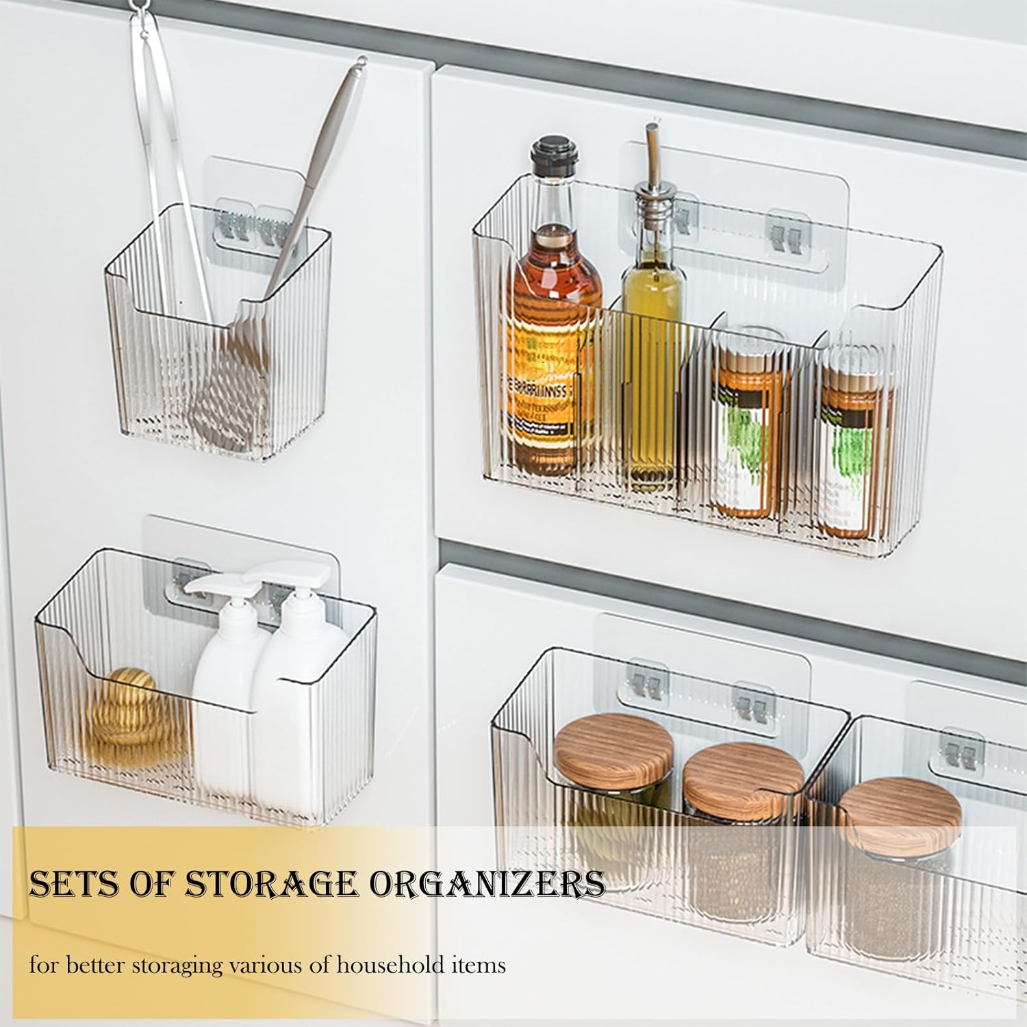 2 Pack Adhesive Mount Cabinet Door Organizer for Narrow Space and Bathroom Use