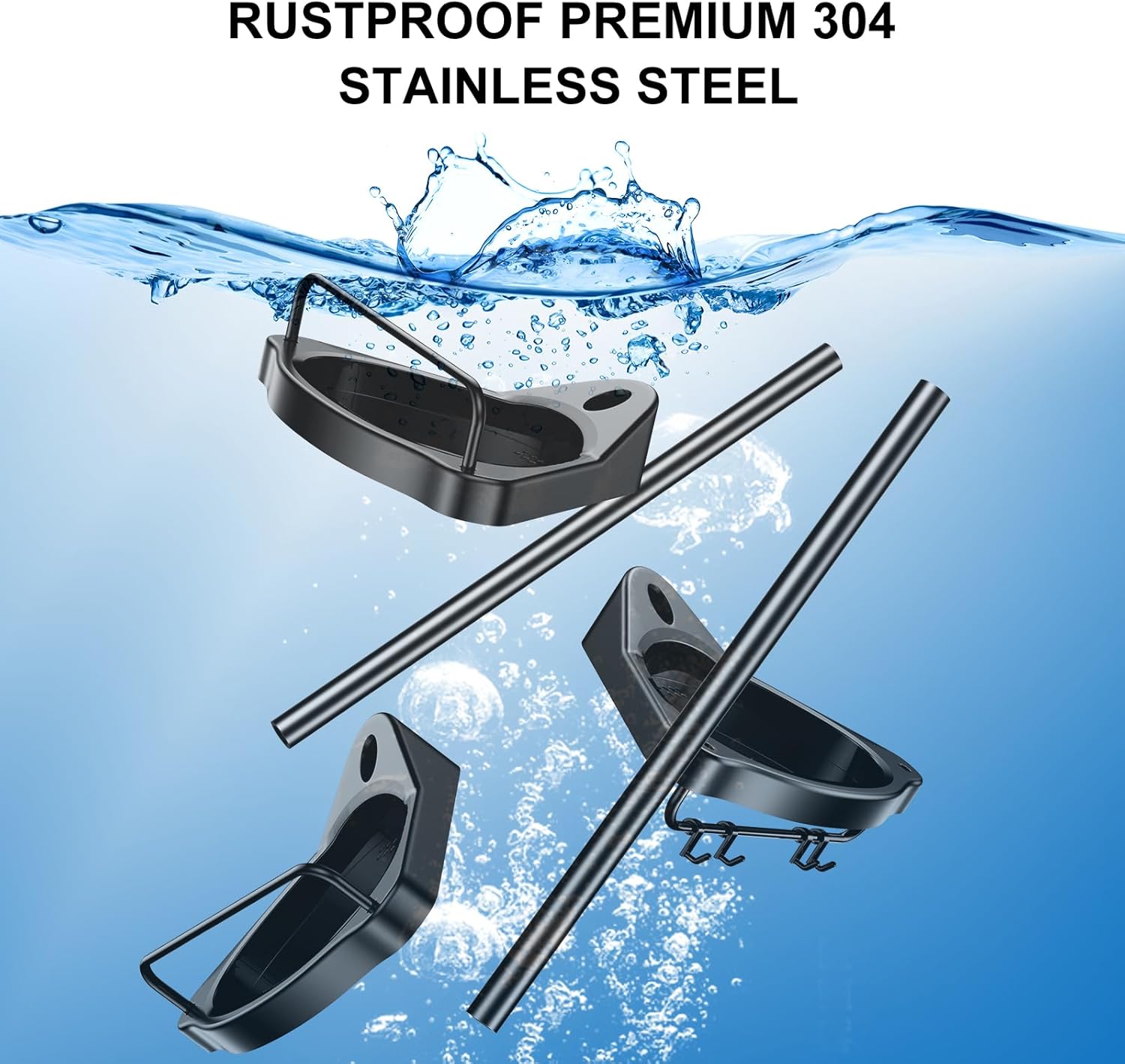 HAMITOR Corner Shower Caddy Tension Pole with 4 Tier Shelves Black