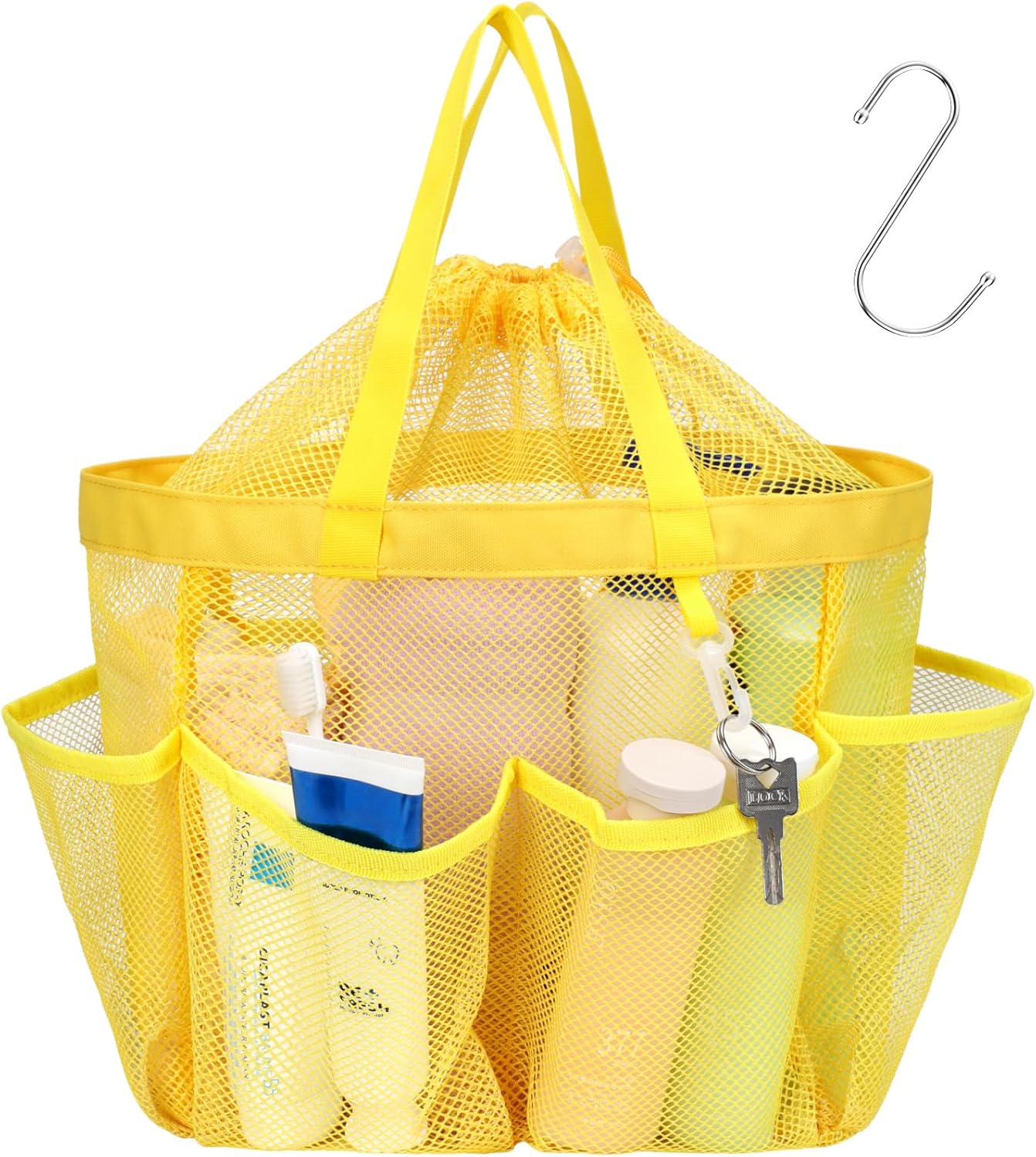 F-color Mesh Shower Caddy with Drawstring and 7 Pockets