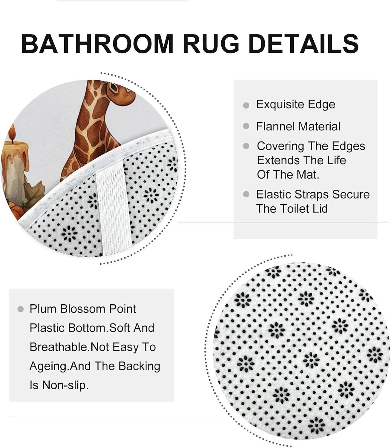 4PCS Fall Giraffe Pumpkins Shower Curtain Set with Non-Slip Rug and Toilet Lid Cover Mat