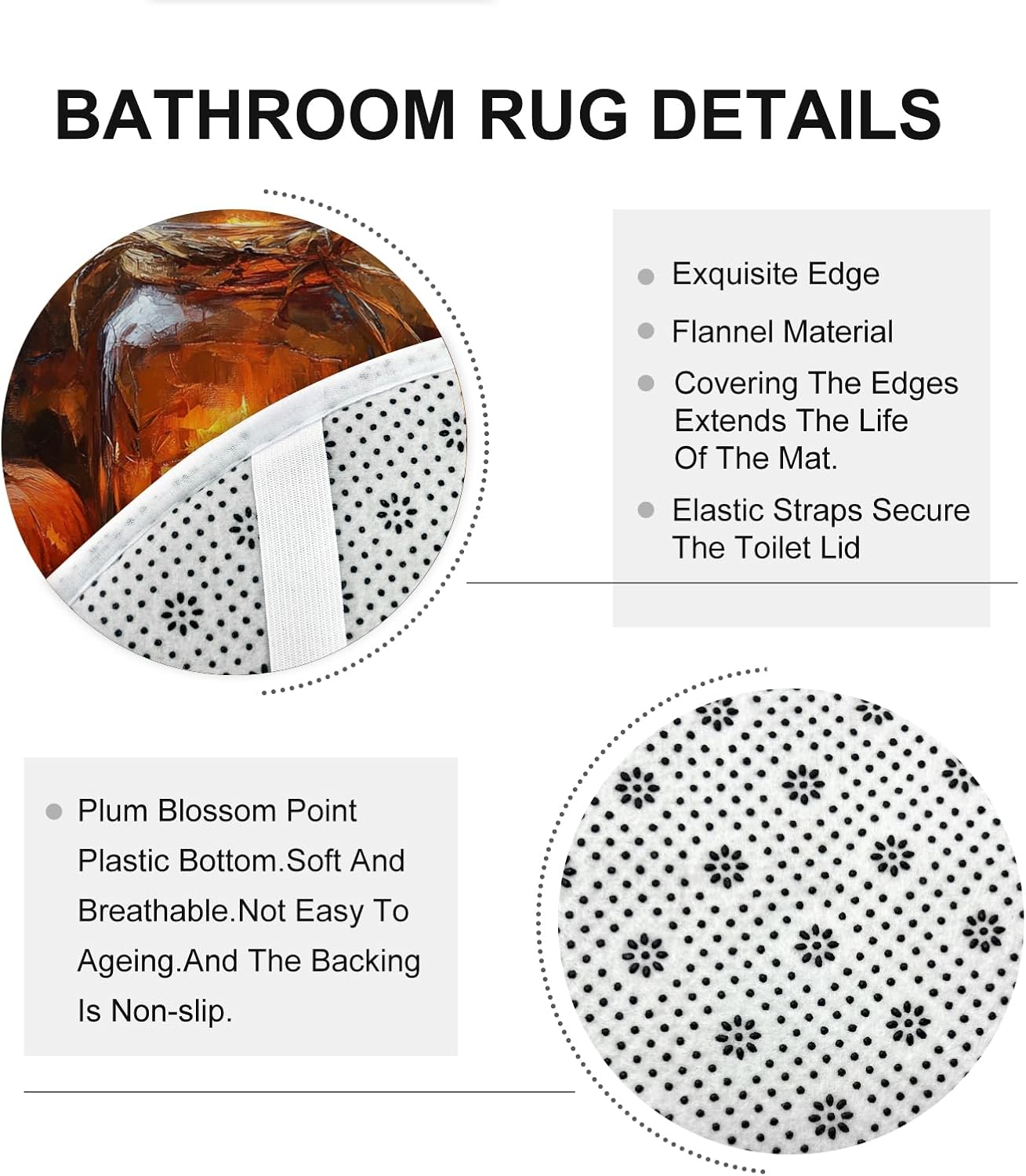 DESIHOM 4PCS Fall Mason Jar Candle Shower Curtain Set with Hooks and Bath Mat