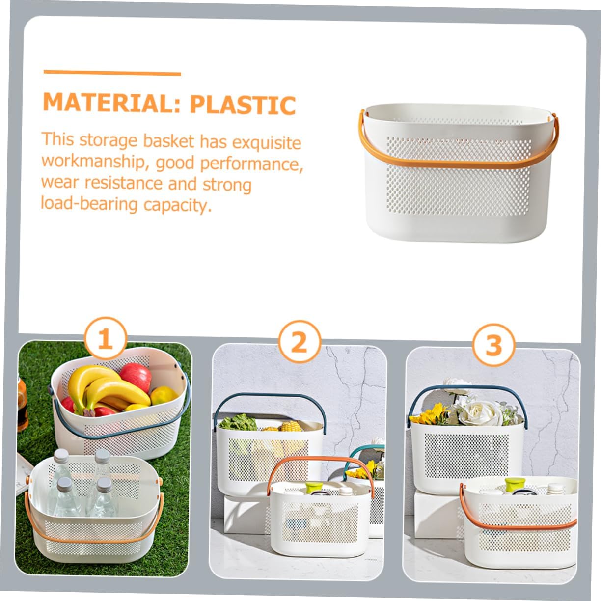 PRETYZOOM Portable Shower Basket Lightweight Plastic Storage Bin with Handles for Bathroom Organization