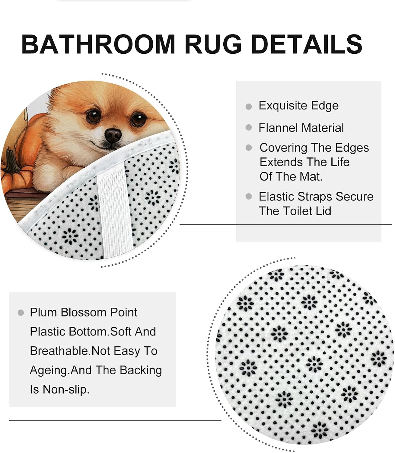 DESIHOM 4PCS Fall Shower Curtain Set with Hooks Non-Slip Rug and Toilet Lid Cover Mat