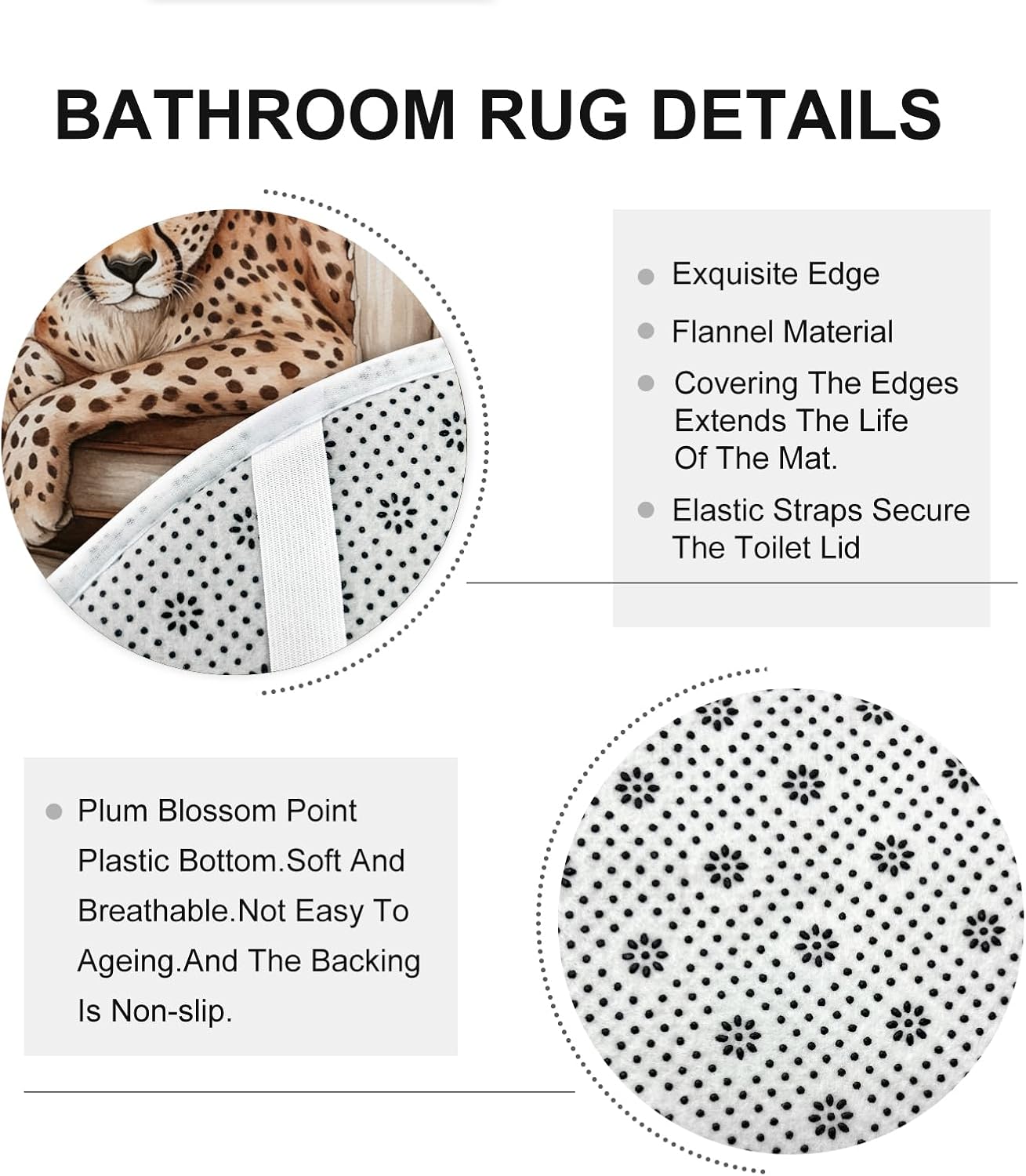 4PCS Fall Leopards Pumpkins Shower Curtain Set with Non-Slip Rug and Toilet Lid Cover Mat