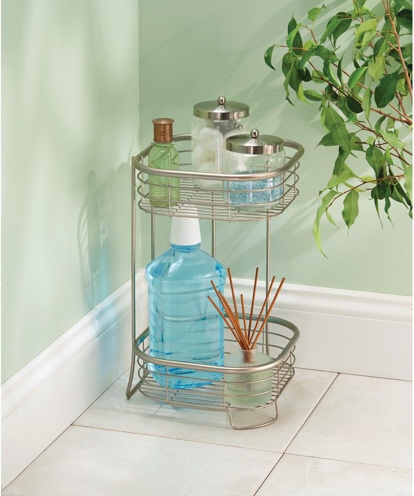 iDesign Forma Metal Wire Corner Shower Tower Caddy 2-Tier Satin Silver