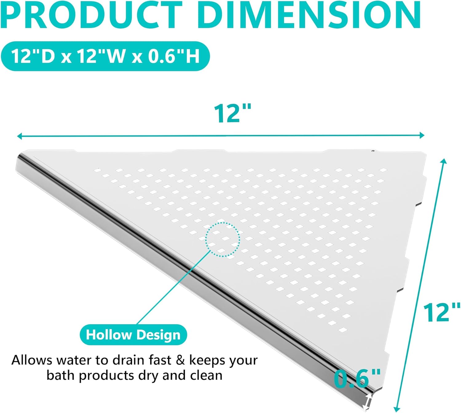 2 Pack Recessed Corner Shower Shelf Brushed Nickel SUS304 Stainless Steel No Drilling