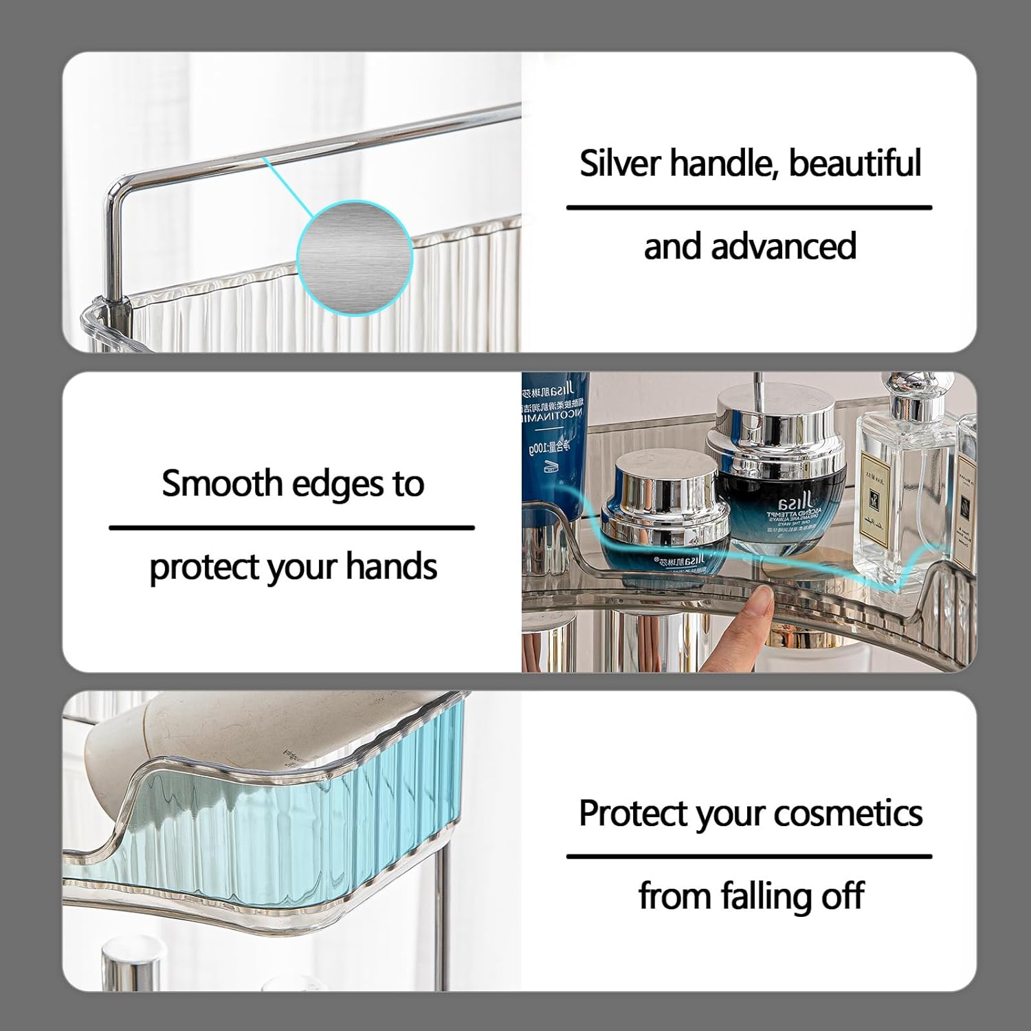 2-Tier Corner Organizer Space-Saving Storage Shelf for Bathroom Kitchen and Vanity