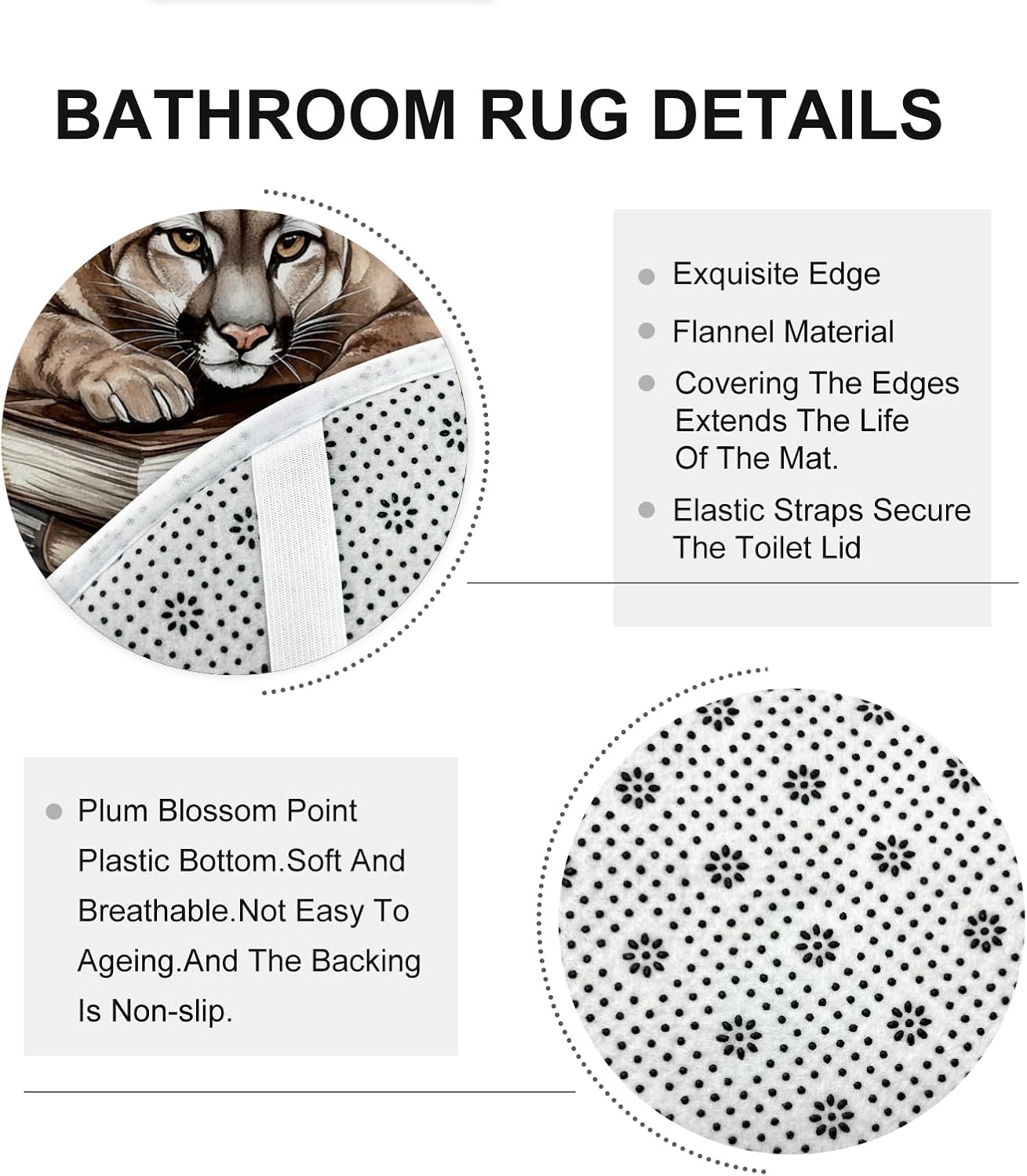 4PCS Fall Cougar Pumpkins Shower Curtain Set with Non-Slip Rug and Toilet Lid Cover Mat