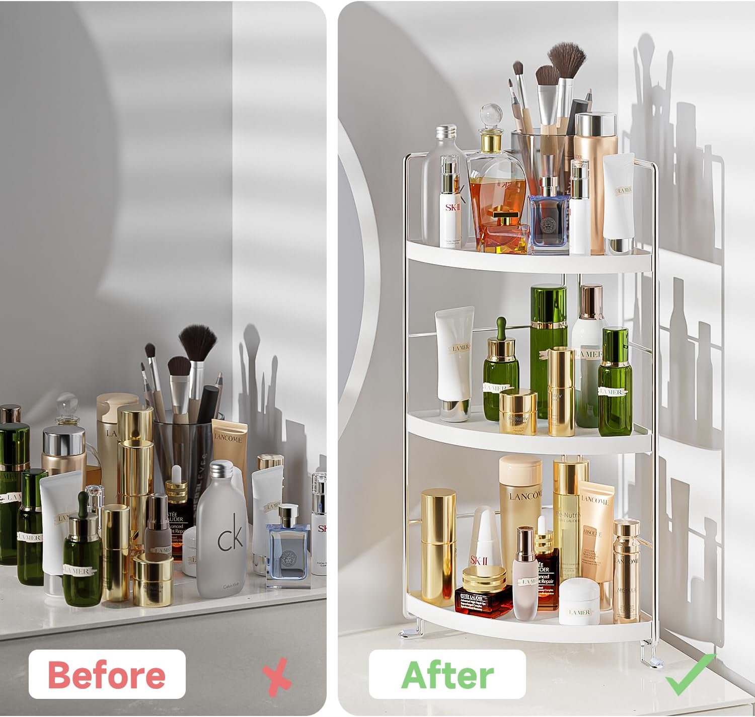 3-Tier Corner Spice Rack Organizer for Kitchen and Bathroom