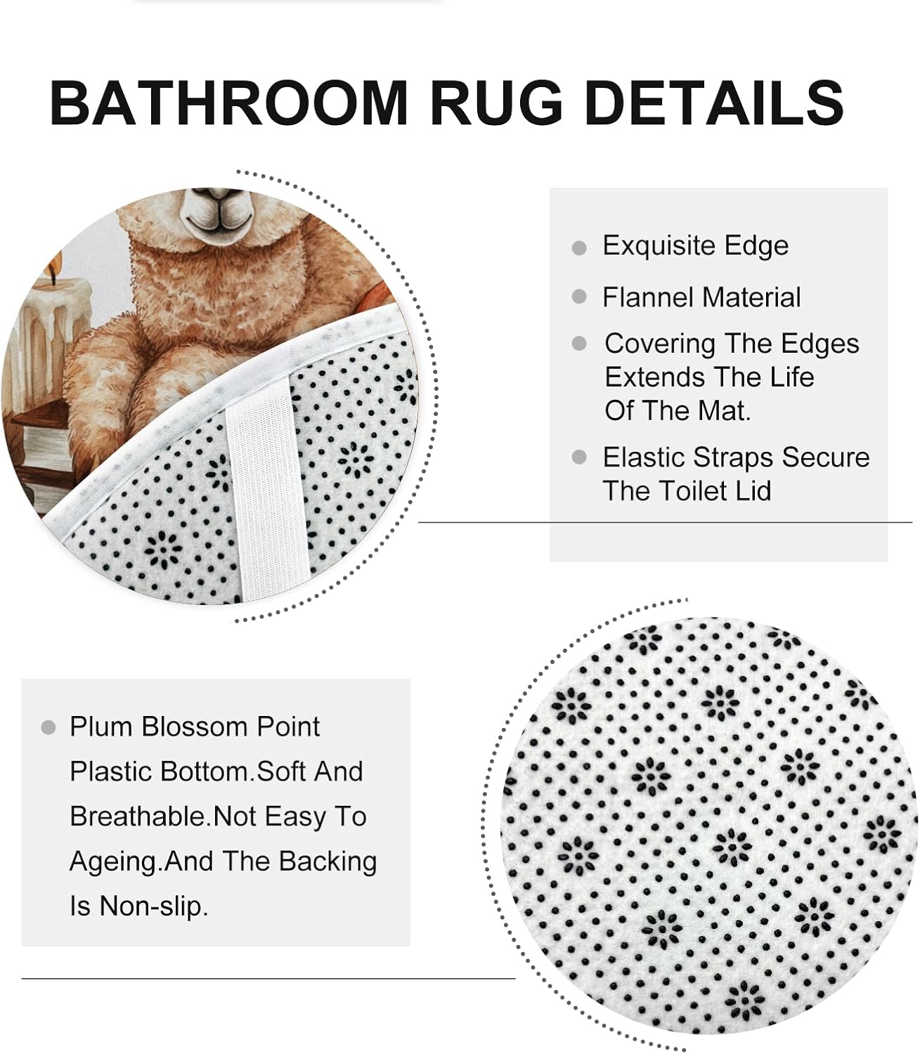 DESIHOM 4PCS Fall Alpaca Llama Shower Curtain Set with Hooks and Non-Slip Mat