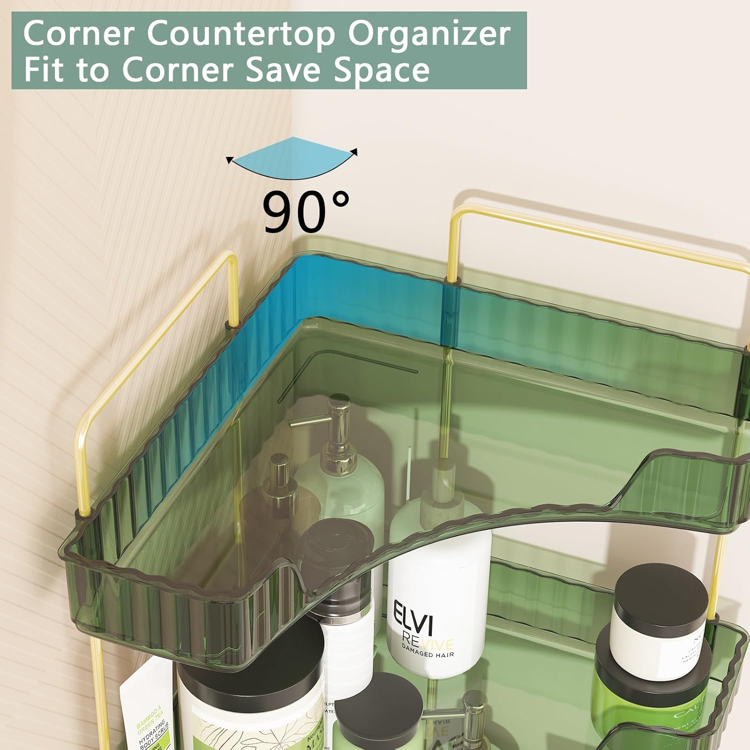 Webetop Corner Organizer Bathroom and Vanity Storage 90 Degree Design Clear Plastic Spacious Shelf