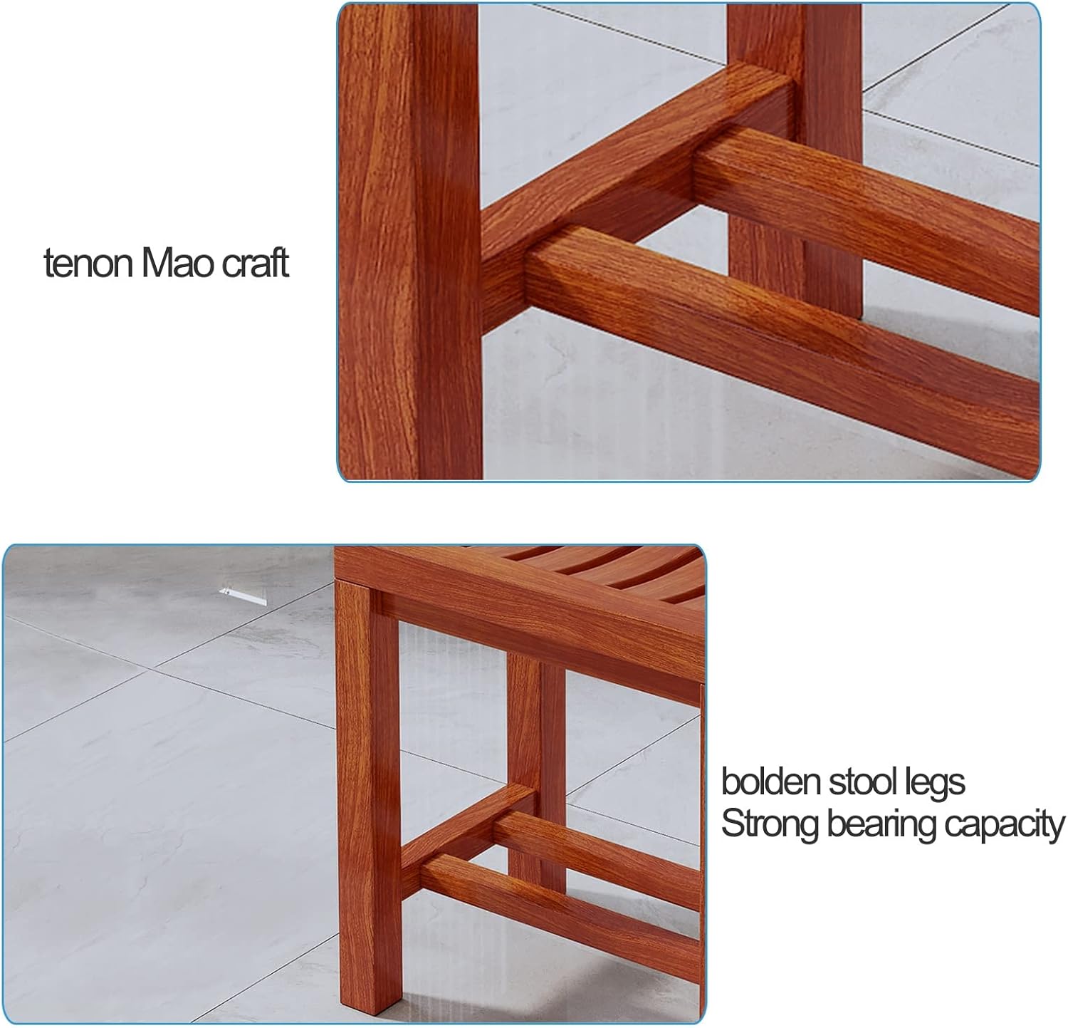 Wooden Spa Bench with Storage Shelf for Bathroom and Outdoor Use