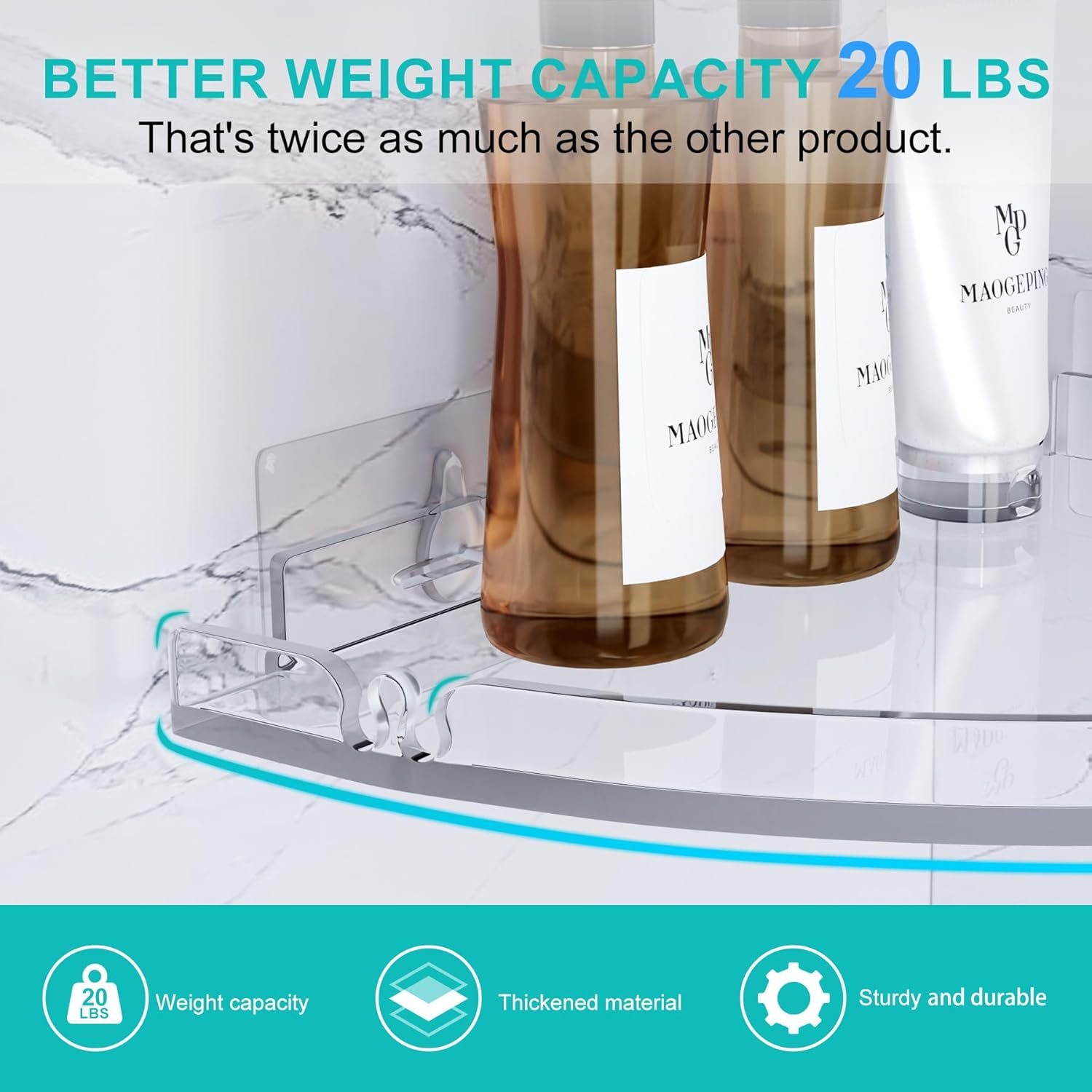 2-Pack Acrylic Corner Shower Caddy Set Clear RustProof No Drilling Wall Mount Organizer