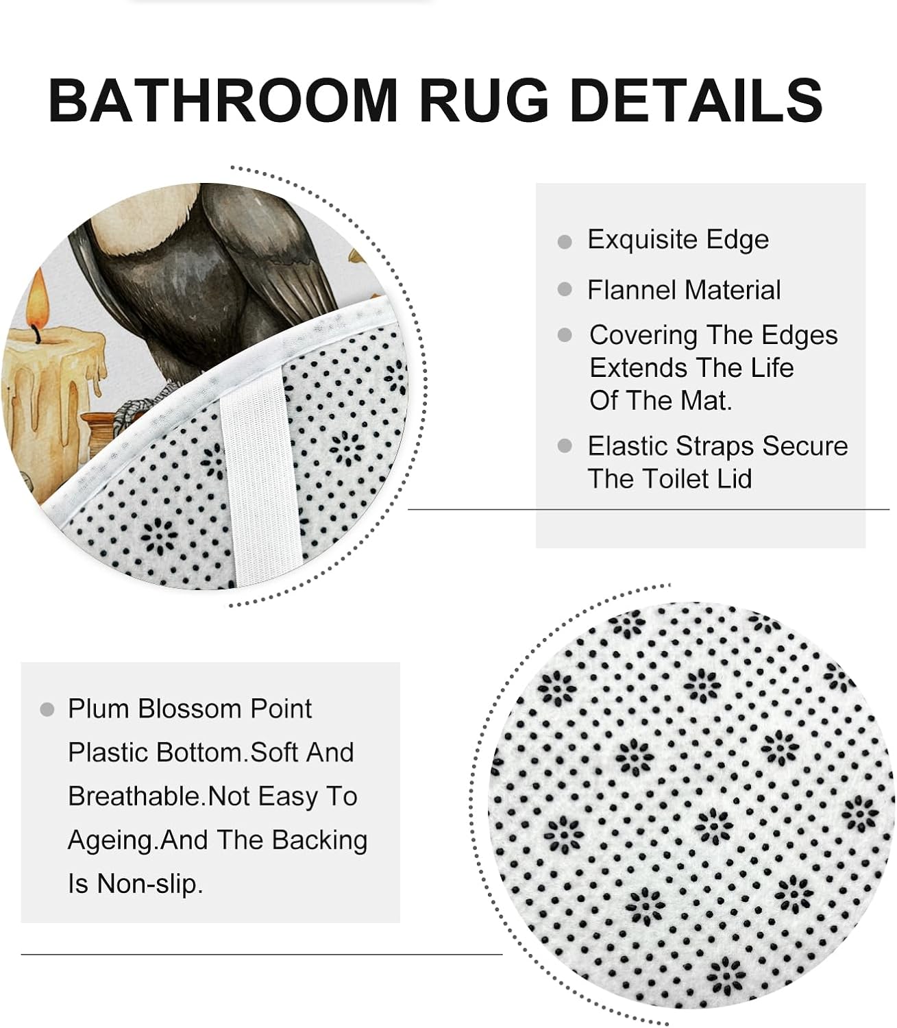 DESIHOM 4PCS Fall Toucan Bird Shower Curtain Set with Non-Slip Rug and Hooks