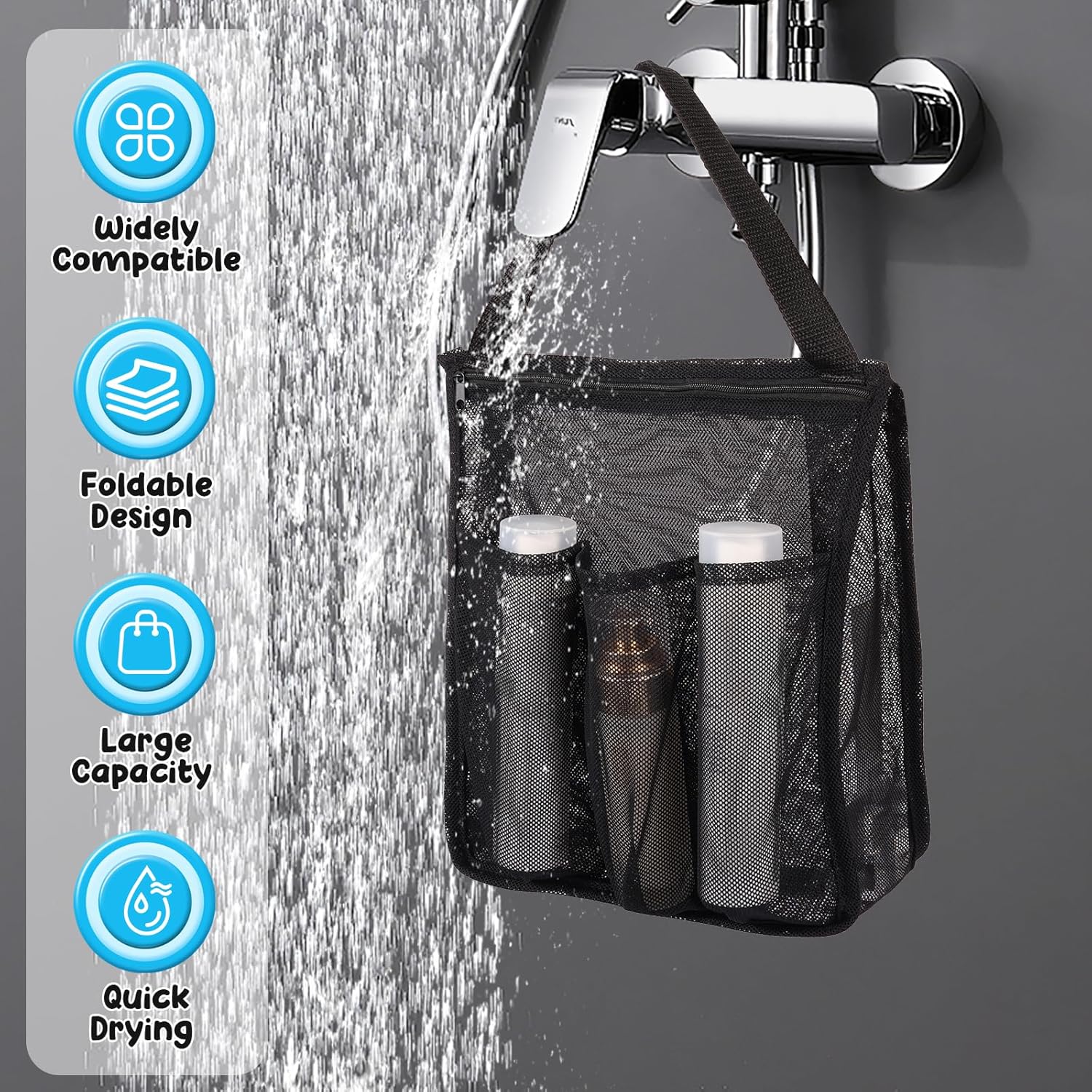Mesh Shower Caddy Large Capacity Quick Drying Travel Toiletry Bag for Swimmers Gym Camp Travelers