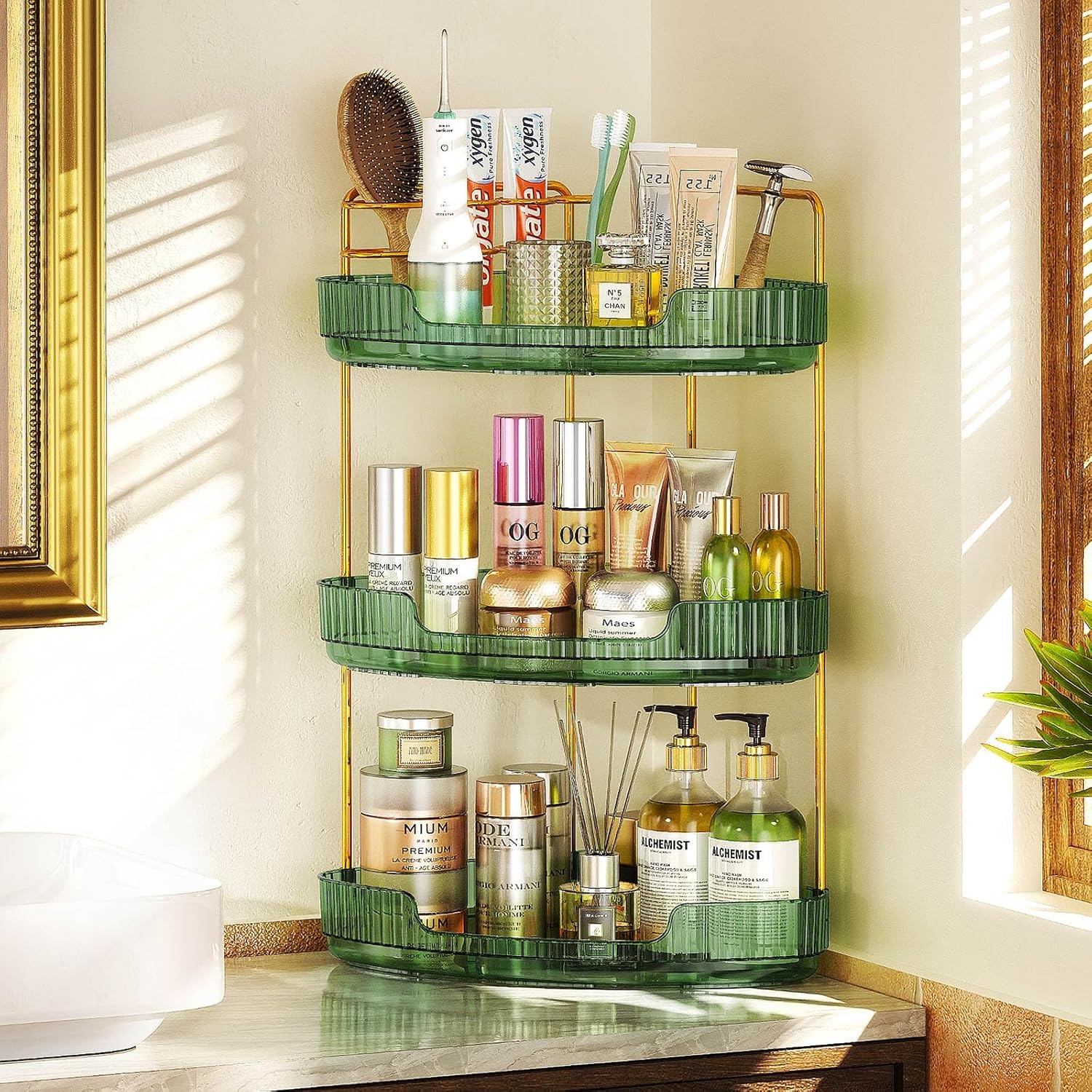 3-Tier Corner Organizer for Bathroom Makeup Storage 1