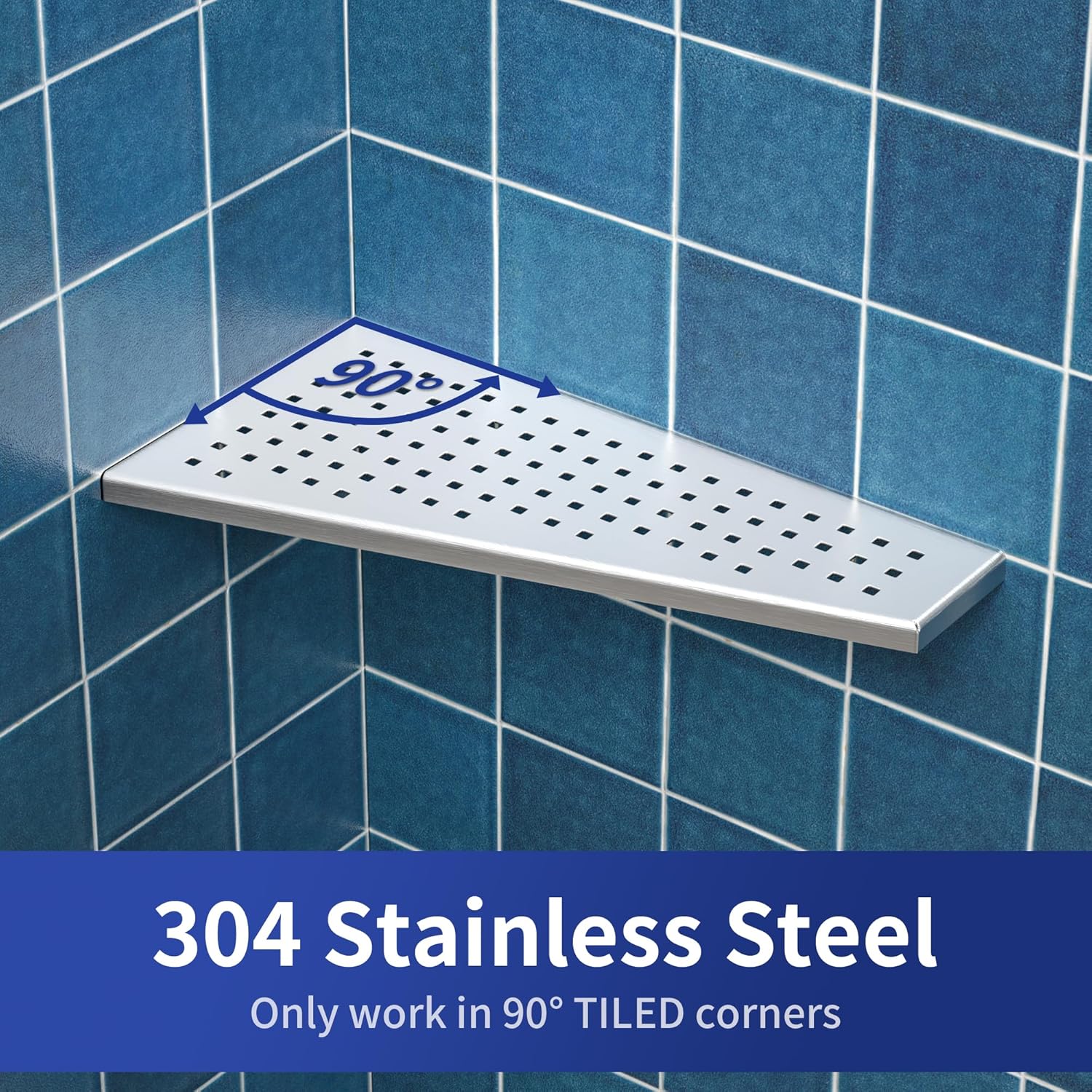 Corner Shower Shelf 2PCS Trapezoid Shaped 304 Stainless Steel No Drilling Needed