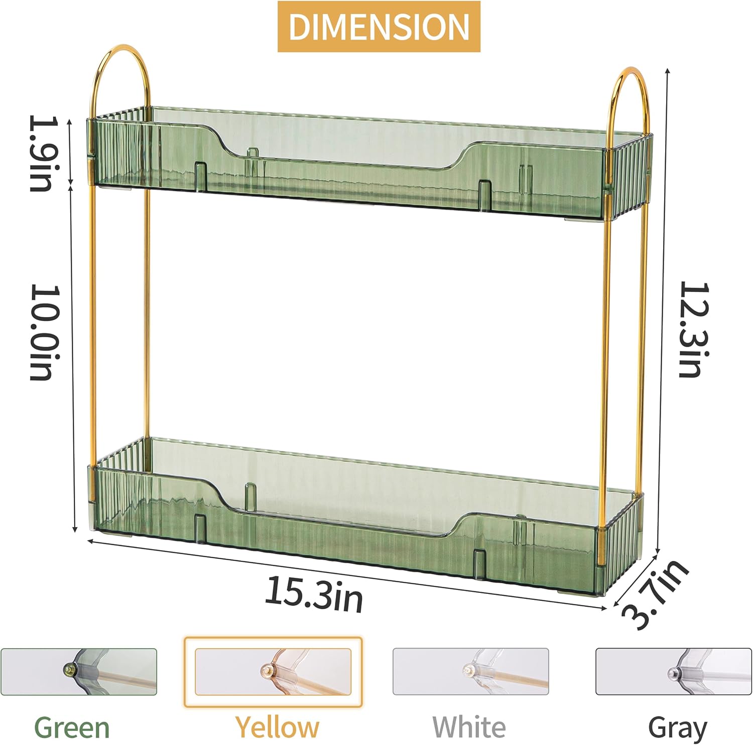 YCIADONE 2 Tiers Narrow Vanity Makeup Organizer Vintage Green