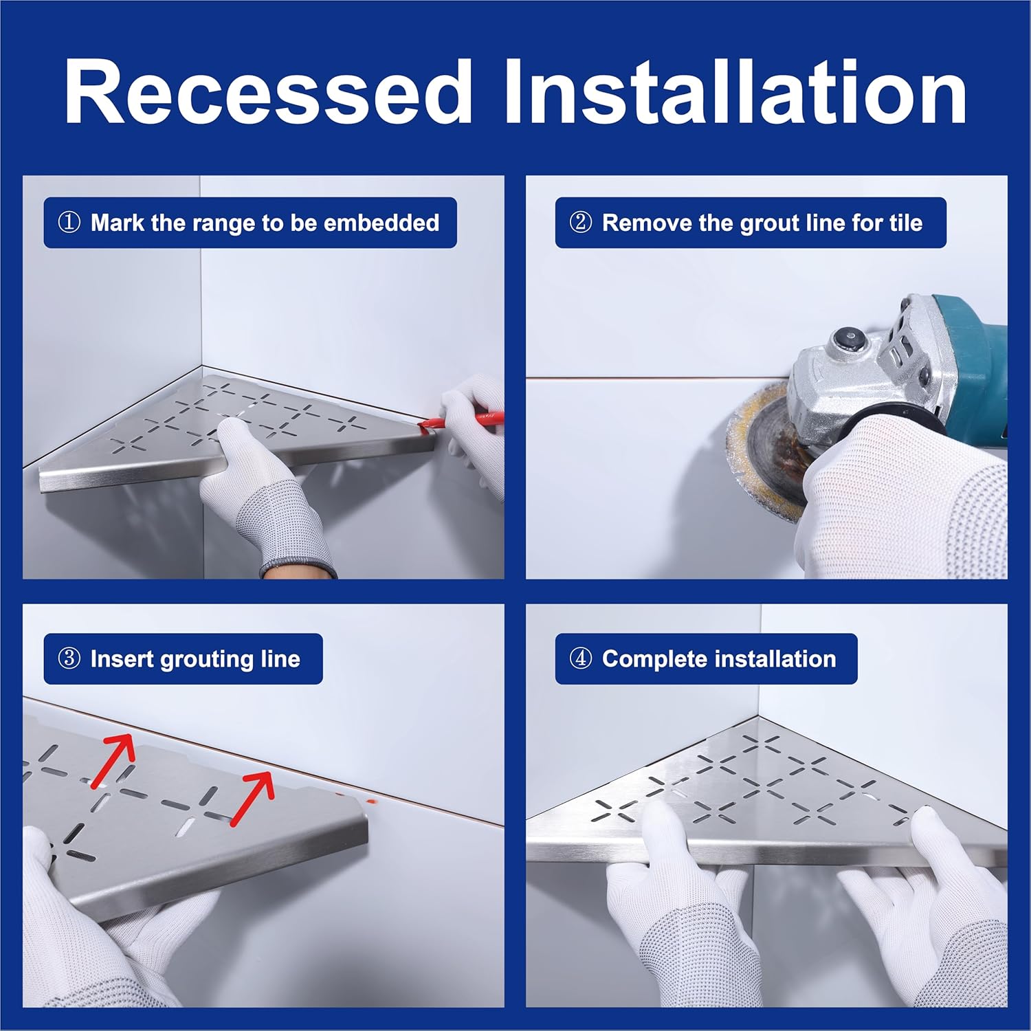 10 Inch Corner Shower Shelf 2 Pack Stainless Steel Bathroom Organizer Rack No Drilling