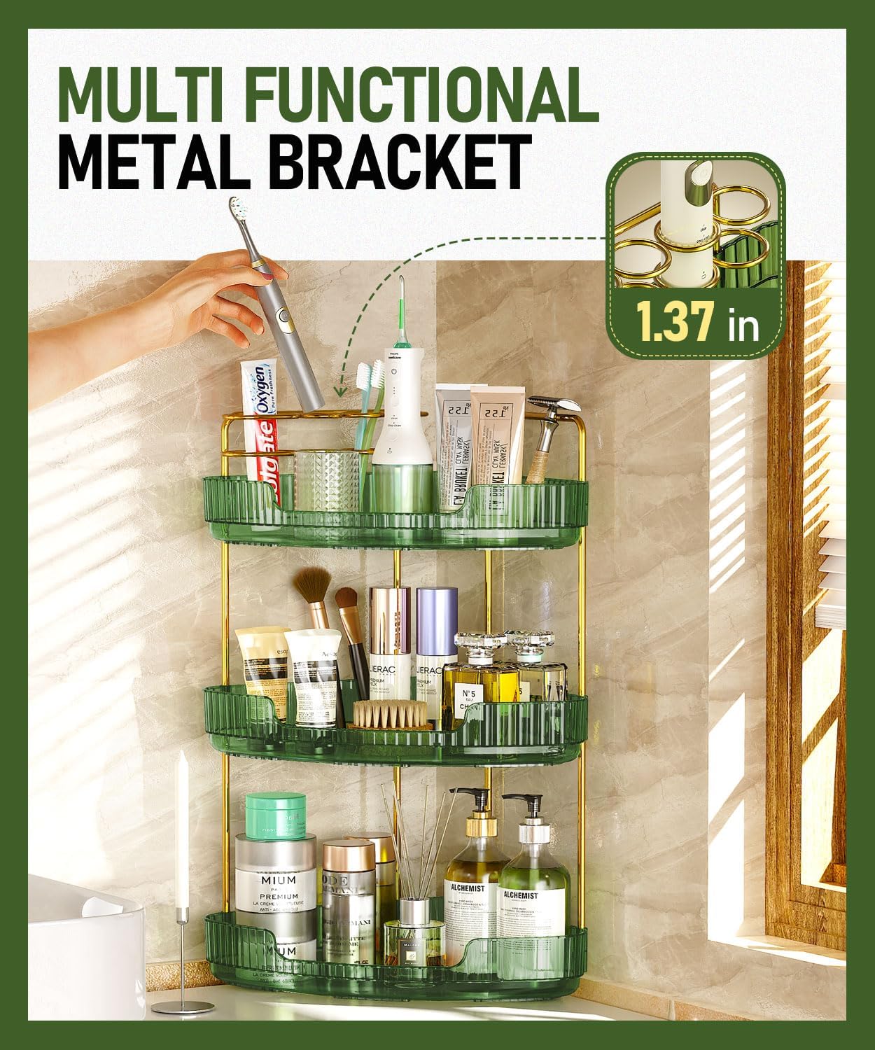 3-Tier Corner Organizer for Bathroom Makeup Storage 1