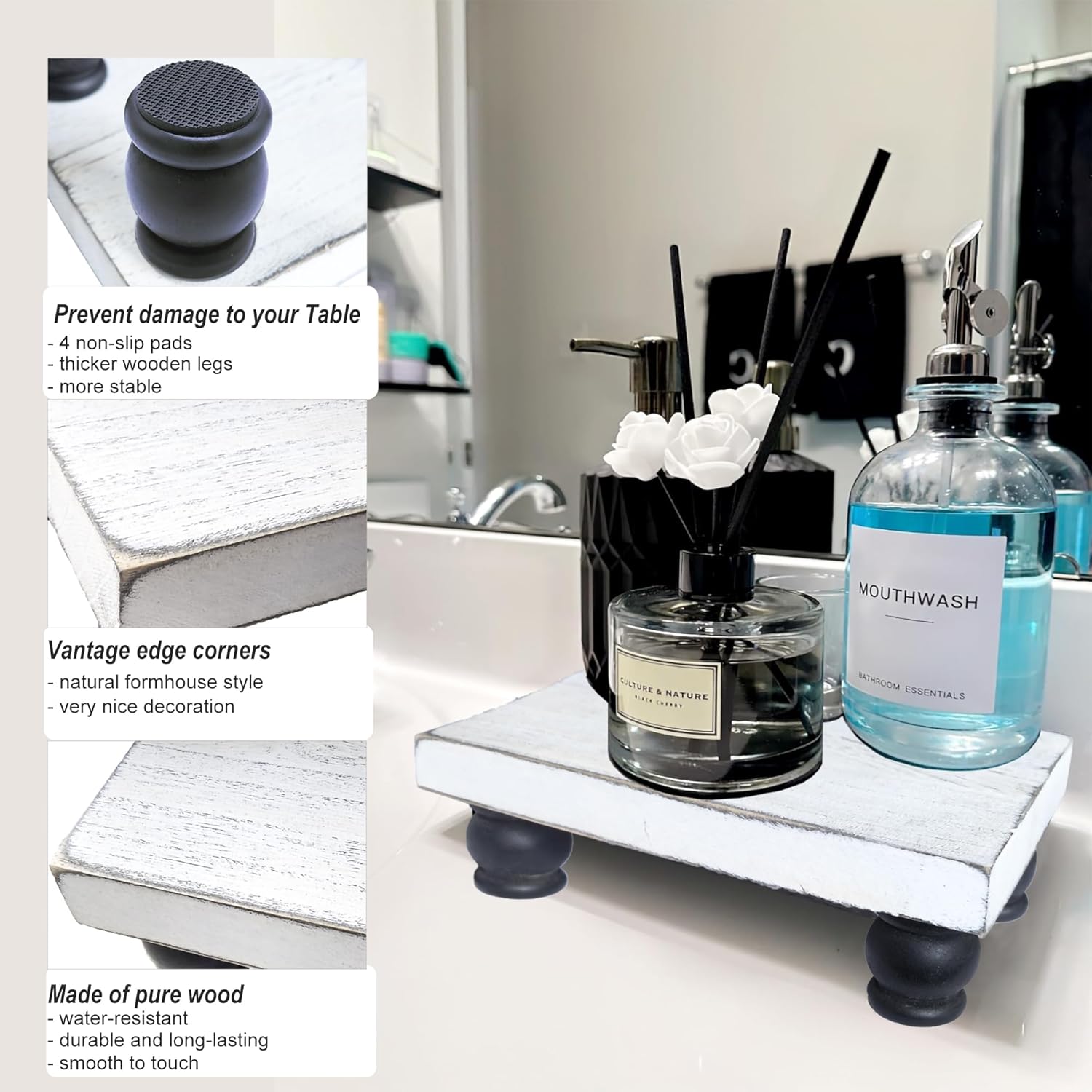 Wood Risers for Decor Display Farmhouse Style Soap Dish Tray