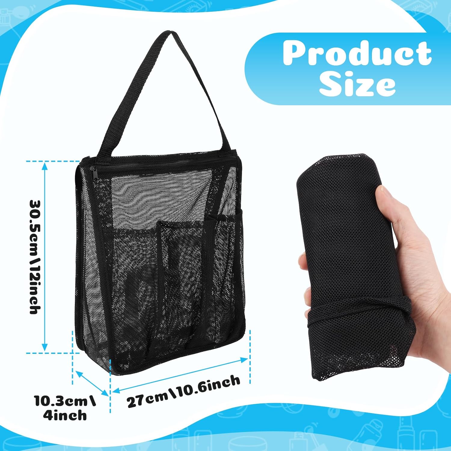 Mesh Shower Caddy Large Capacity Quick Drying Travel Toiletry Bag for Swimmers Gym Camp Travelers