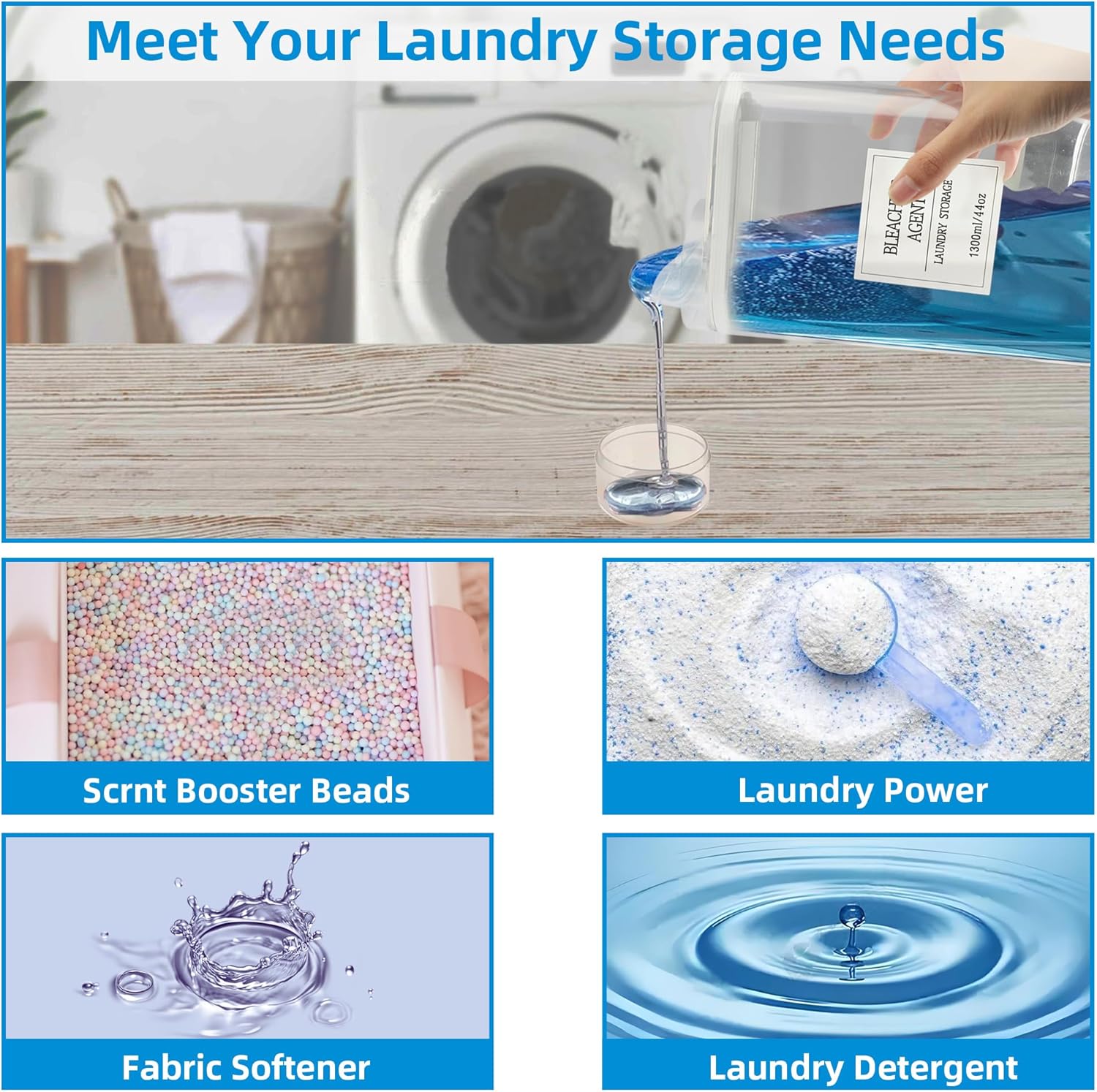 3 Pack Laundry Powder Container and Dryer Sheet Holder Organized Storage Drawer with Labels