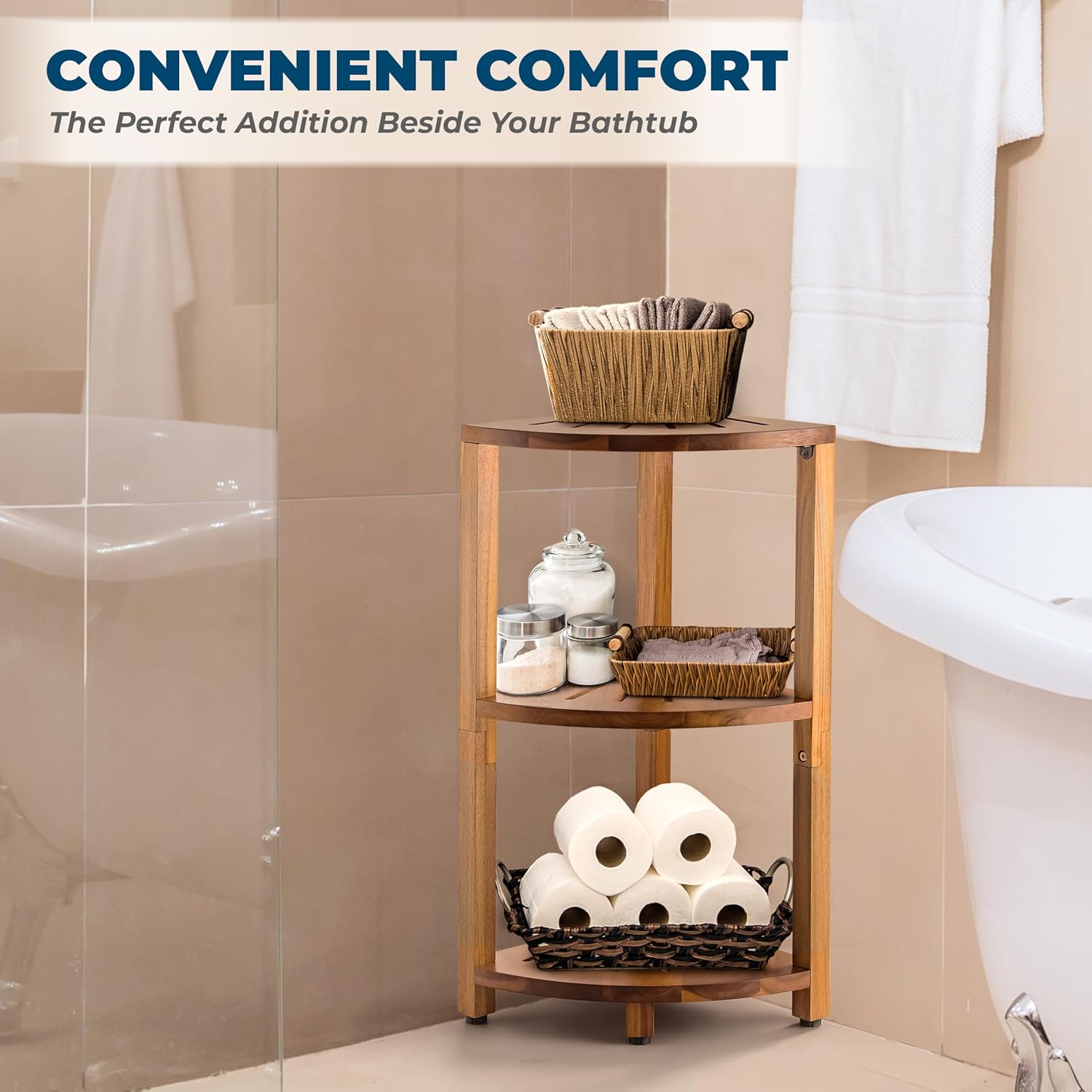 Bluewest 3-Tier Corner Shower Caddy Stand with Anti-Slip Feet